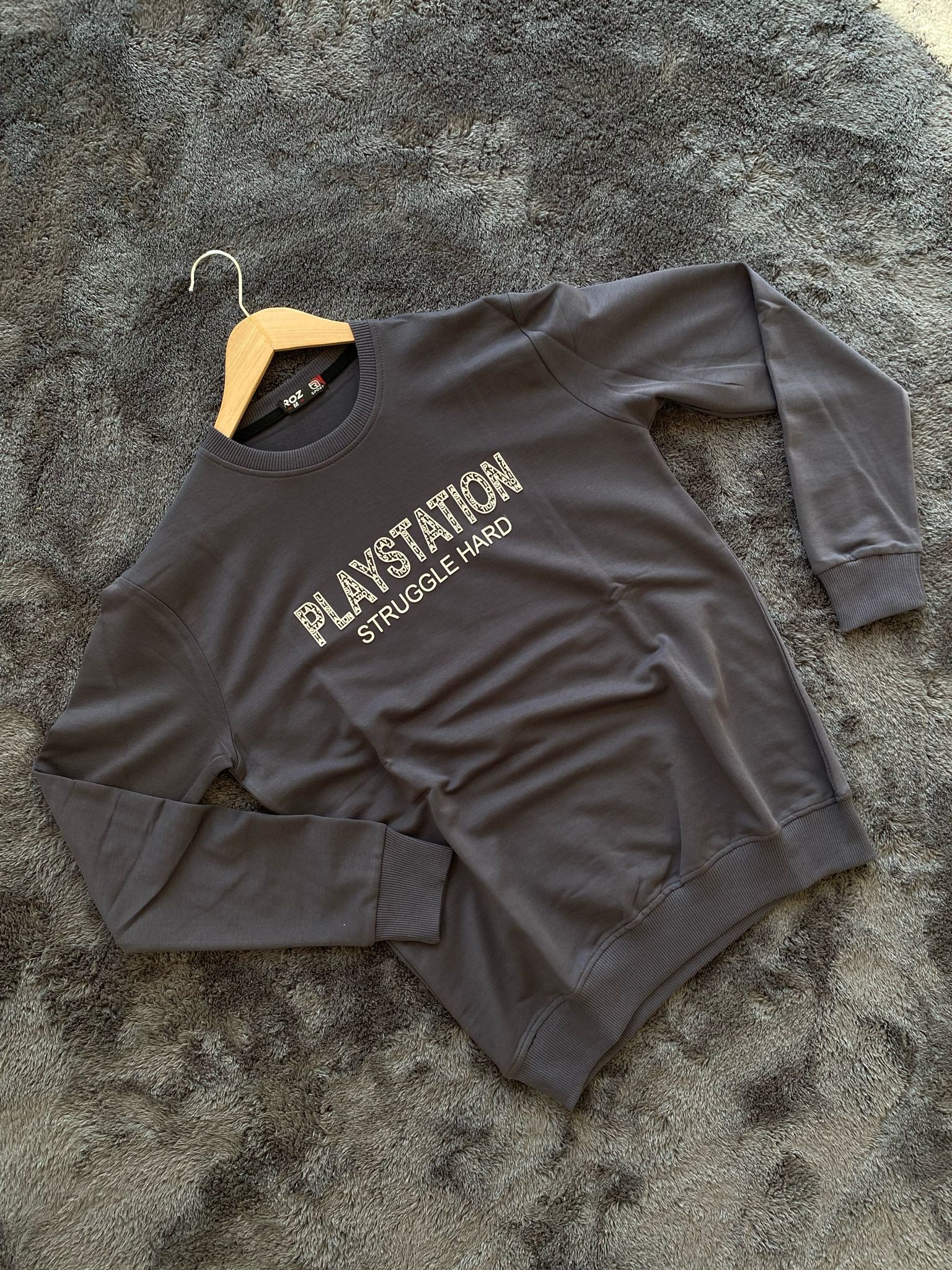 Playstation Kabartma Baskılı Sweatshirt - Gri