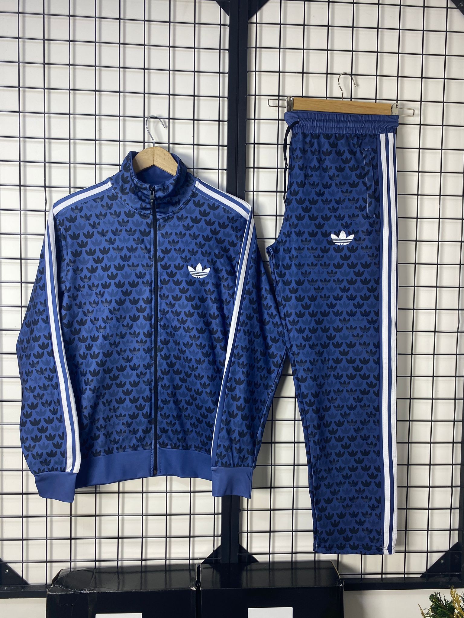 Adidas Dijital Baskı Monogram Eşofman Takımı - Lacivert