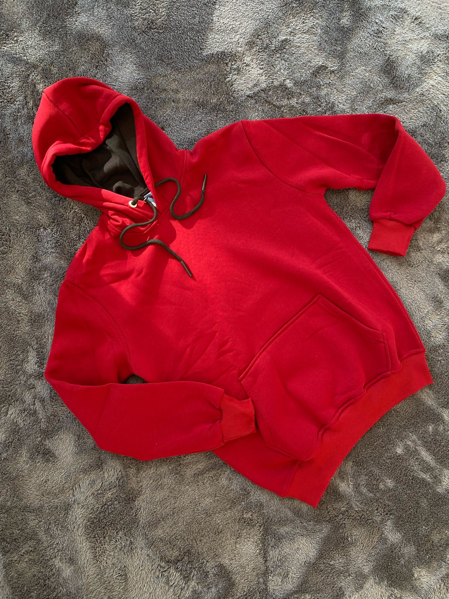 Kapüşonlu Cepli 3 İplik Sweatshirt - Kırmızı