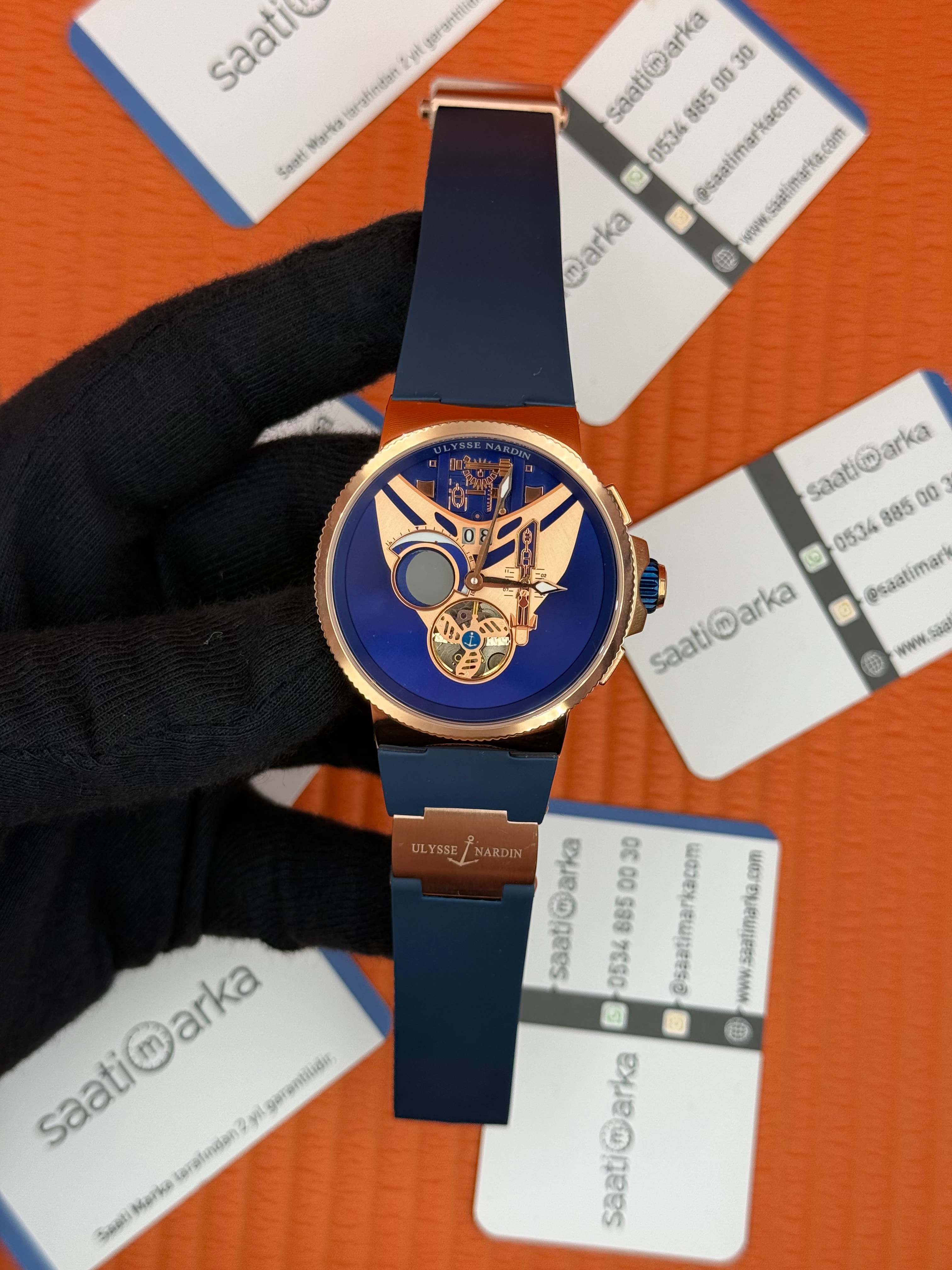 ULYSSE NARDİN MAR TOURBİLLON ROSE KASA ROSE LACİVERT KADRAN