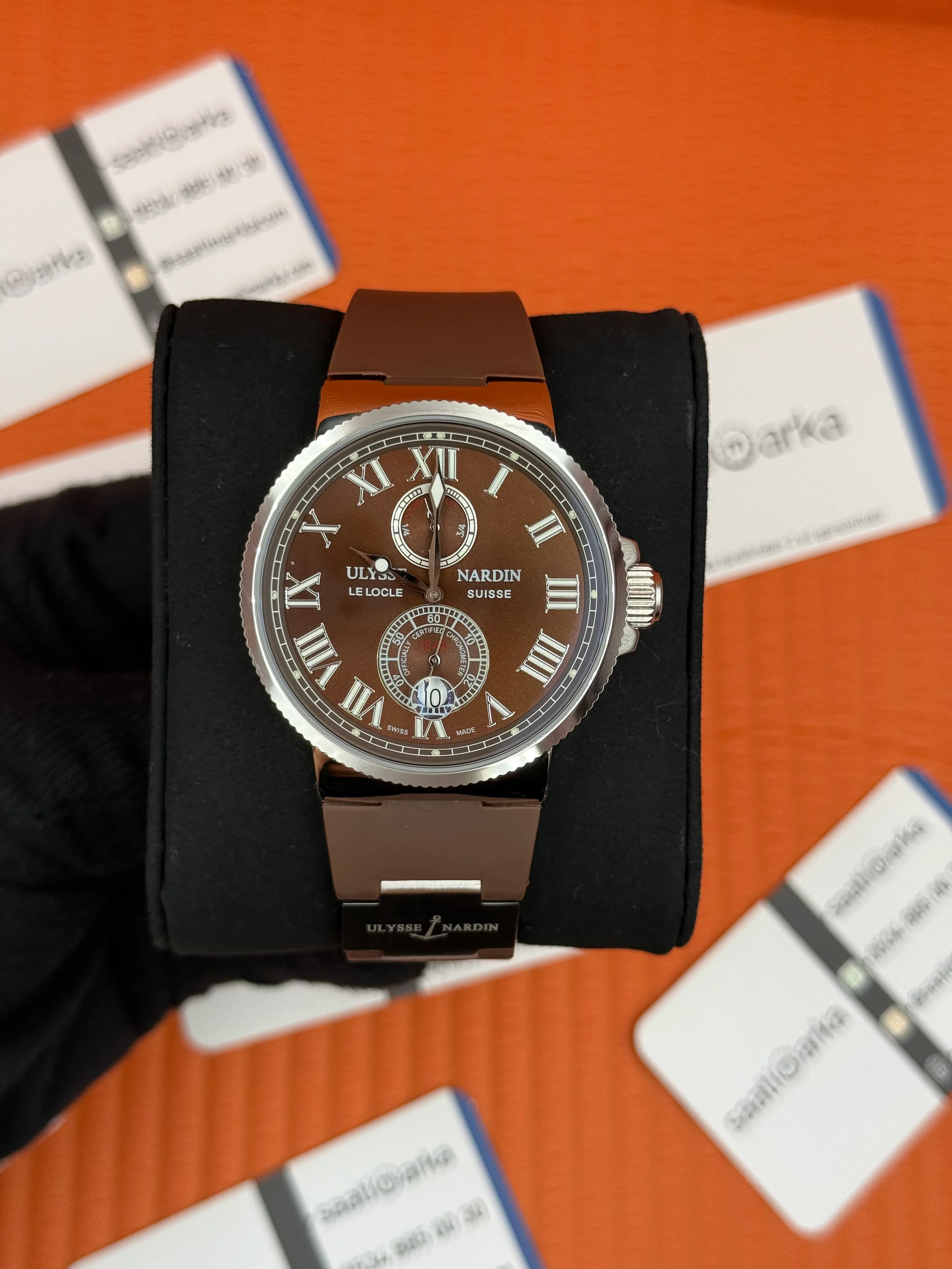 値下げ！Marine Chronometer Ulysse Nardin ulyyse nardin marine chronometer kahverengi kordon silver kasa