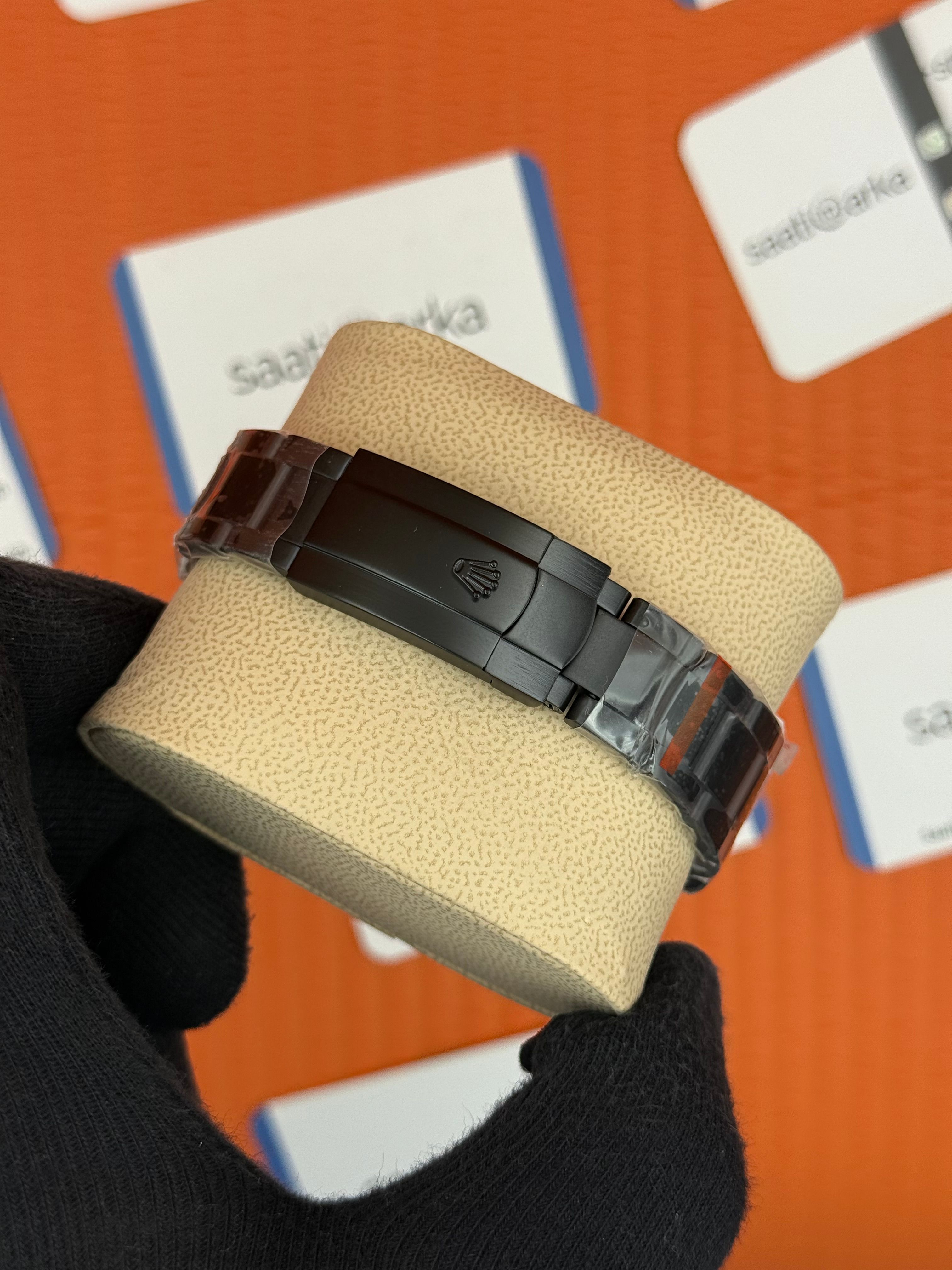ROLEX Milgaus mat siyah çelik kasa-kordon 