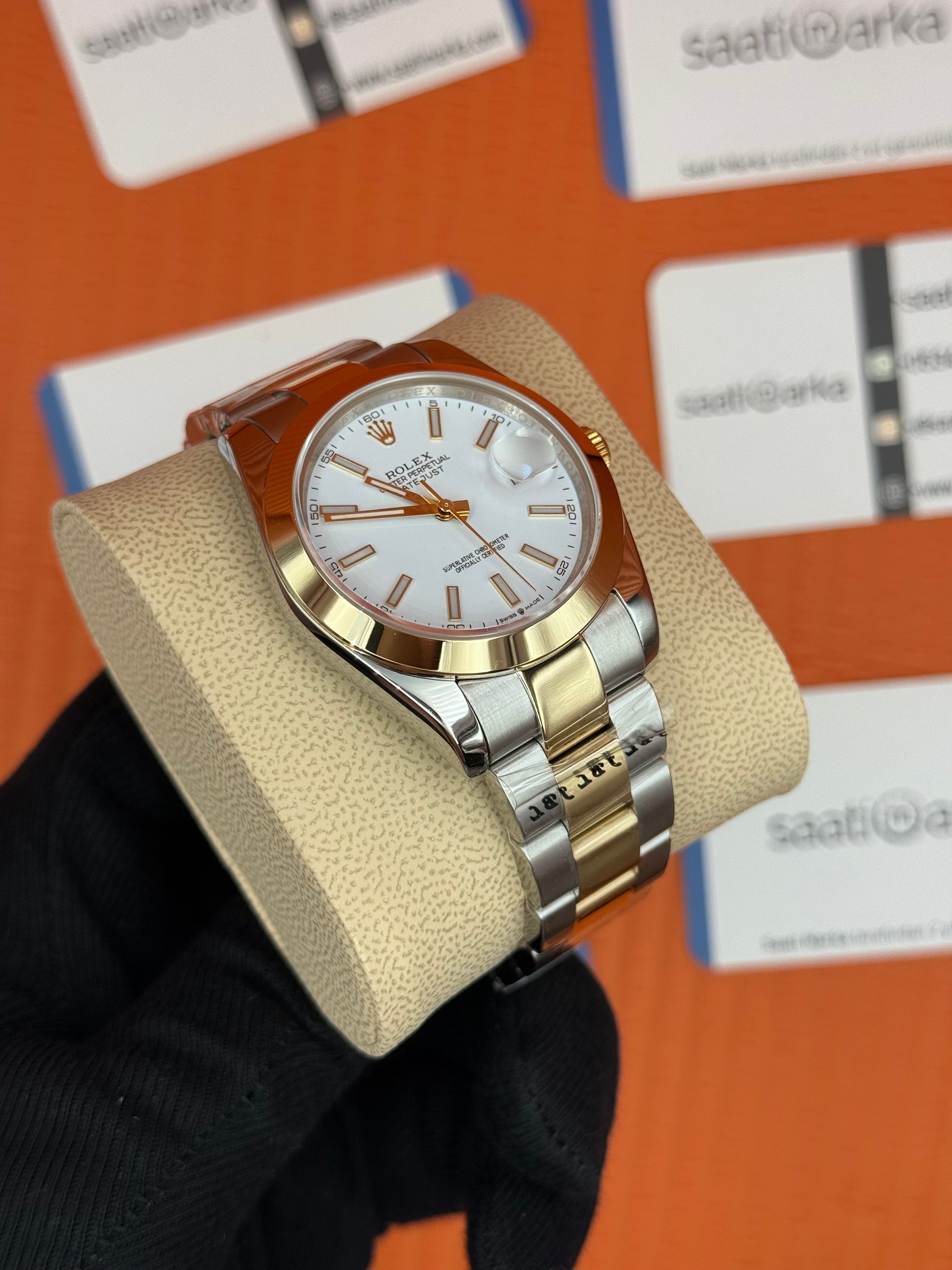 ROLEX Datejust white dial gold silver kasa-kordon oyster