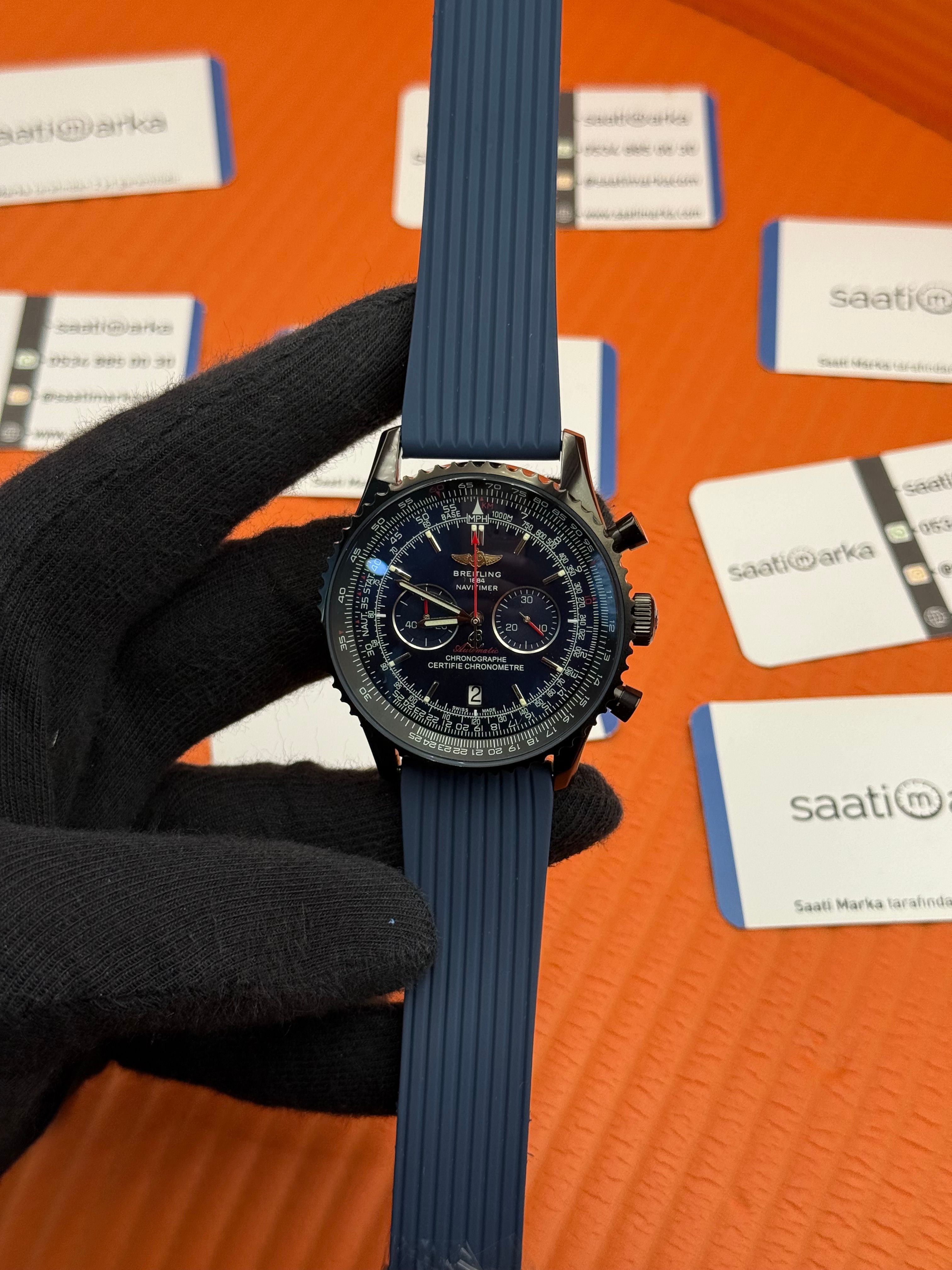 BREITLING Navitimer lacivert kauçuk kordon lacivert kadran çelik kasa