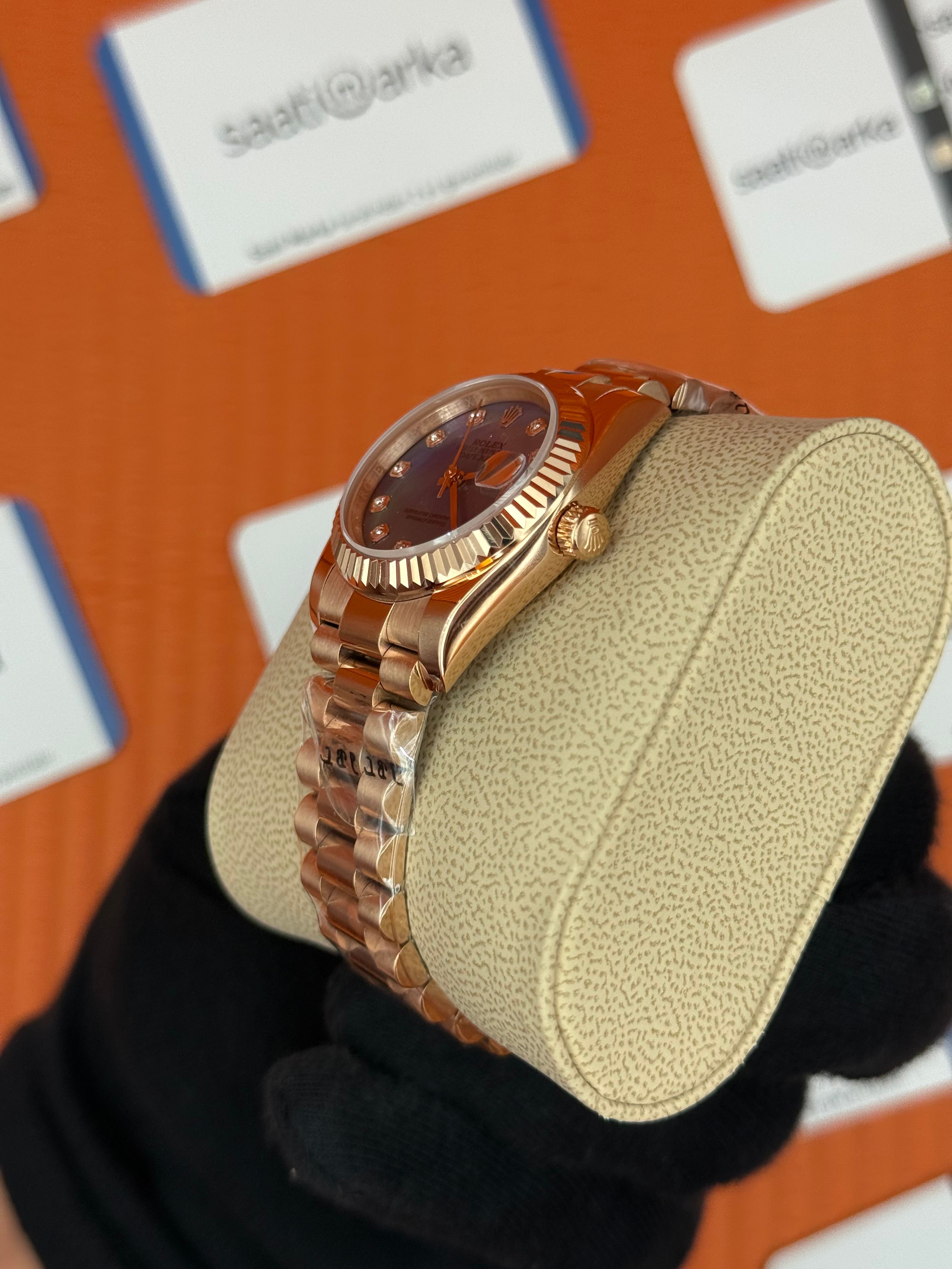 ROLEX datejust 31mm maci sedefli kadran rose kasa kordon president 