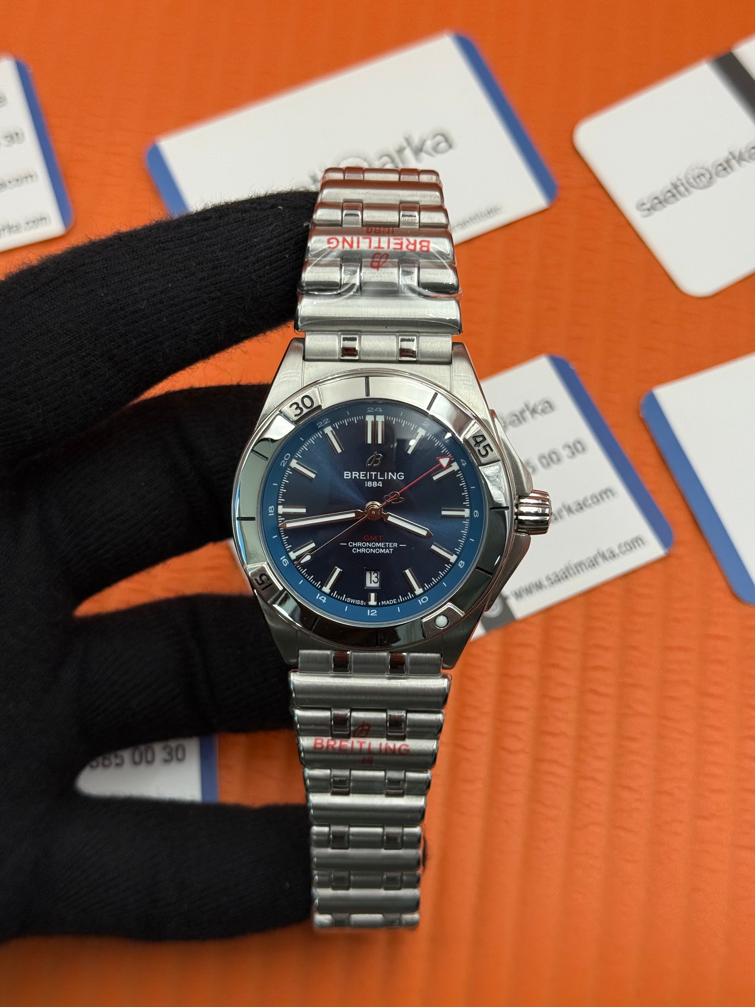 BREITLING GMT lacivert kadran silver kasa-kordon