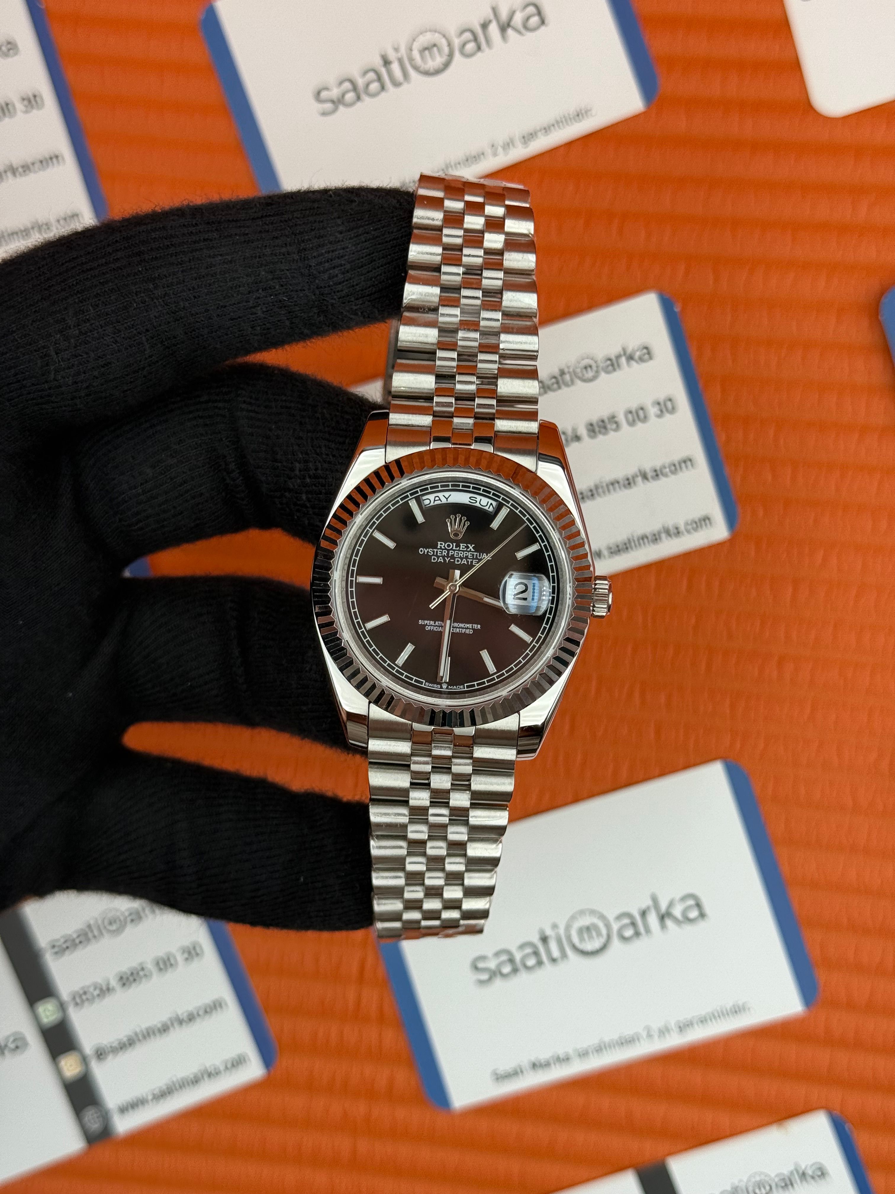ROLEX Day Date siyah kadran silver jubilee kordon