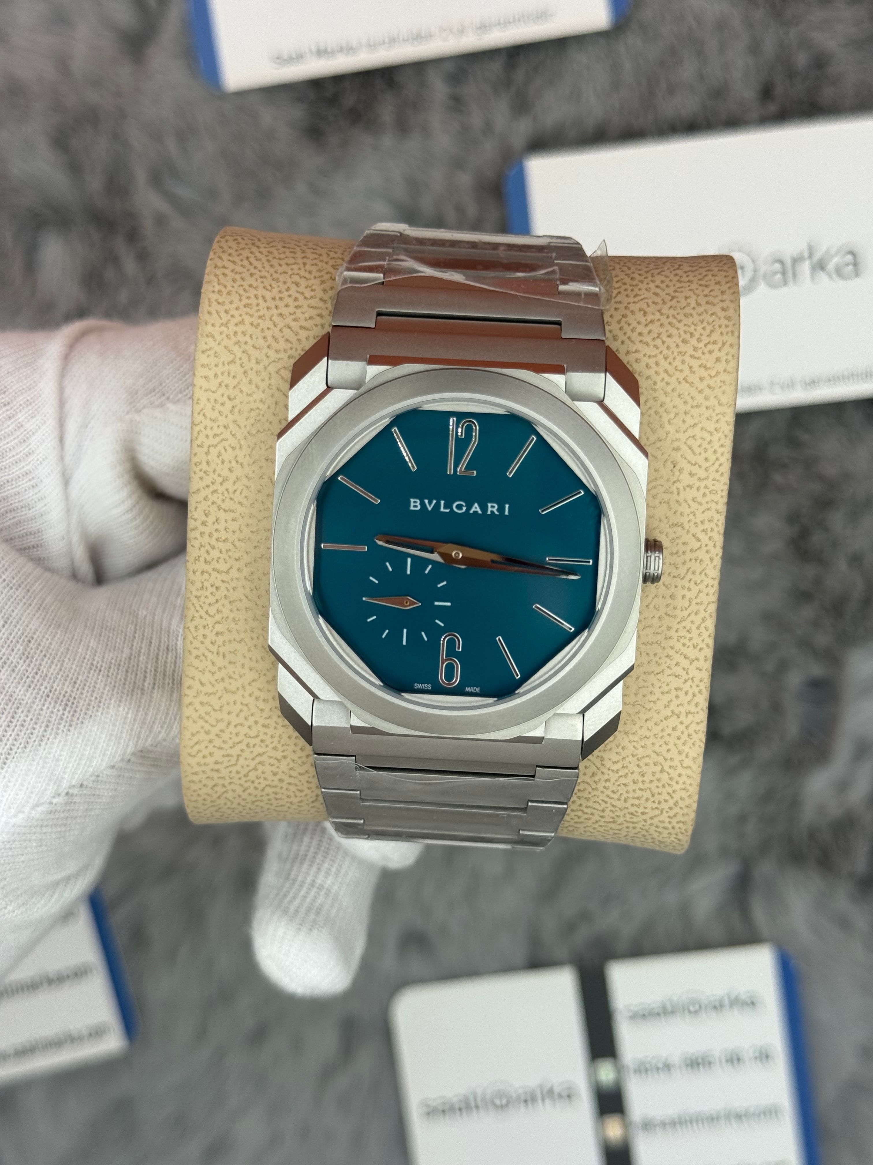 BVLGARİ octo 40mm su yeşili kadran silver kasa kordon erkek kol saati