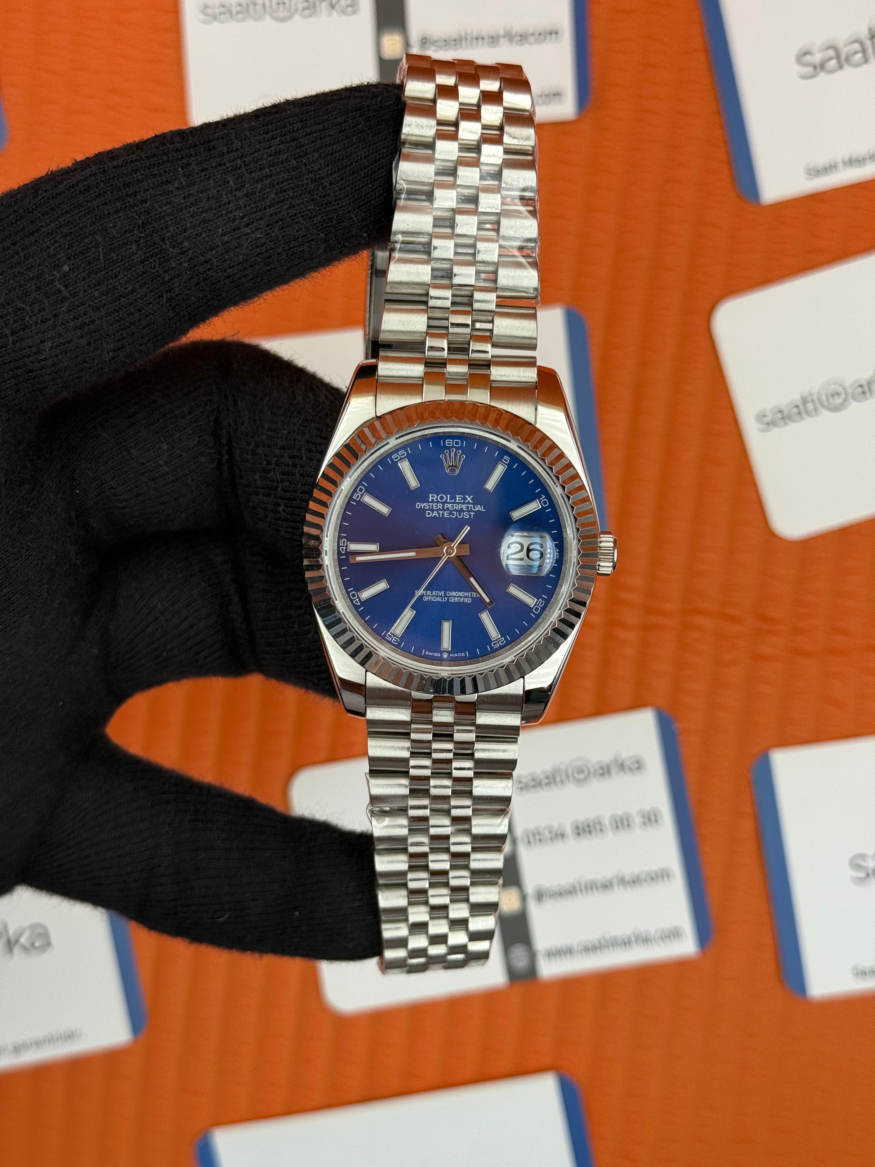 ROLEX Datejust blue dial silver jubilee kordon