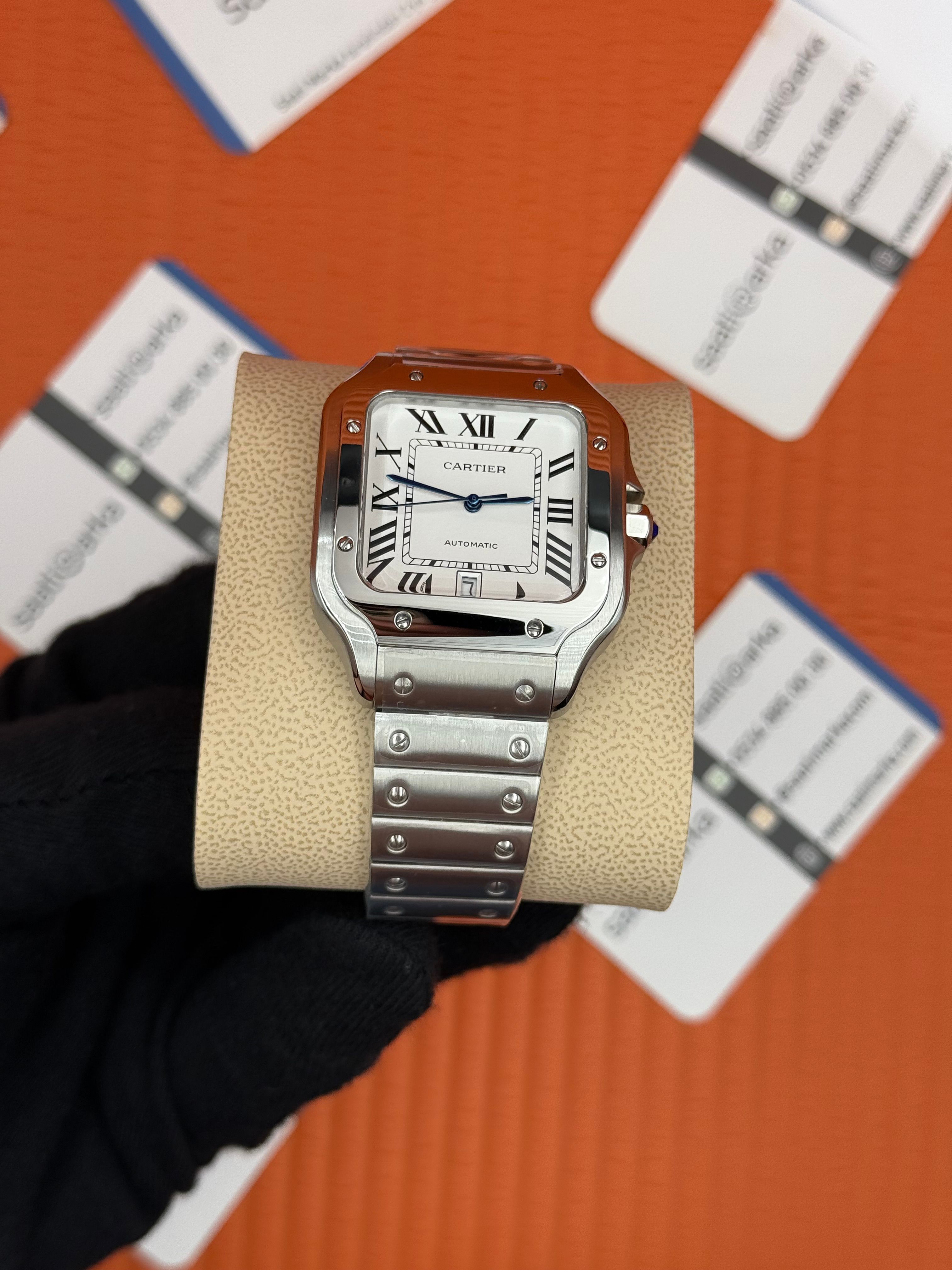 CARTIER SANTOS BEYAZ KADRAN 904L ÇELİK KASA KORDON