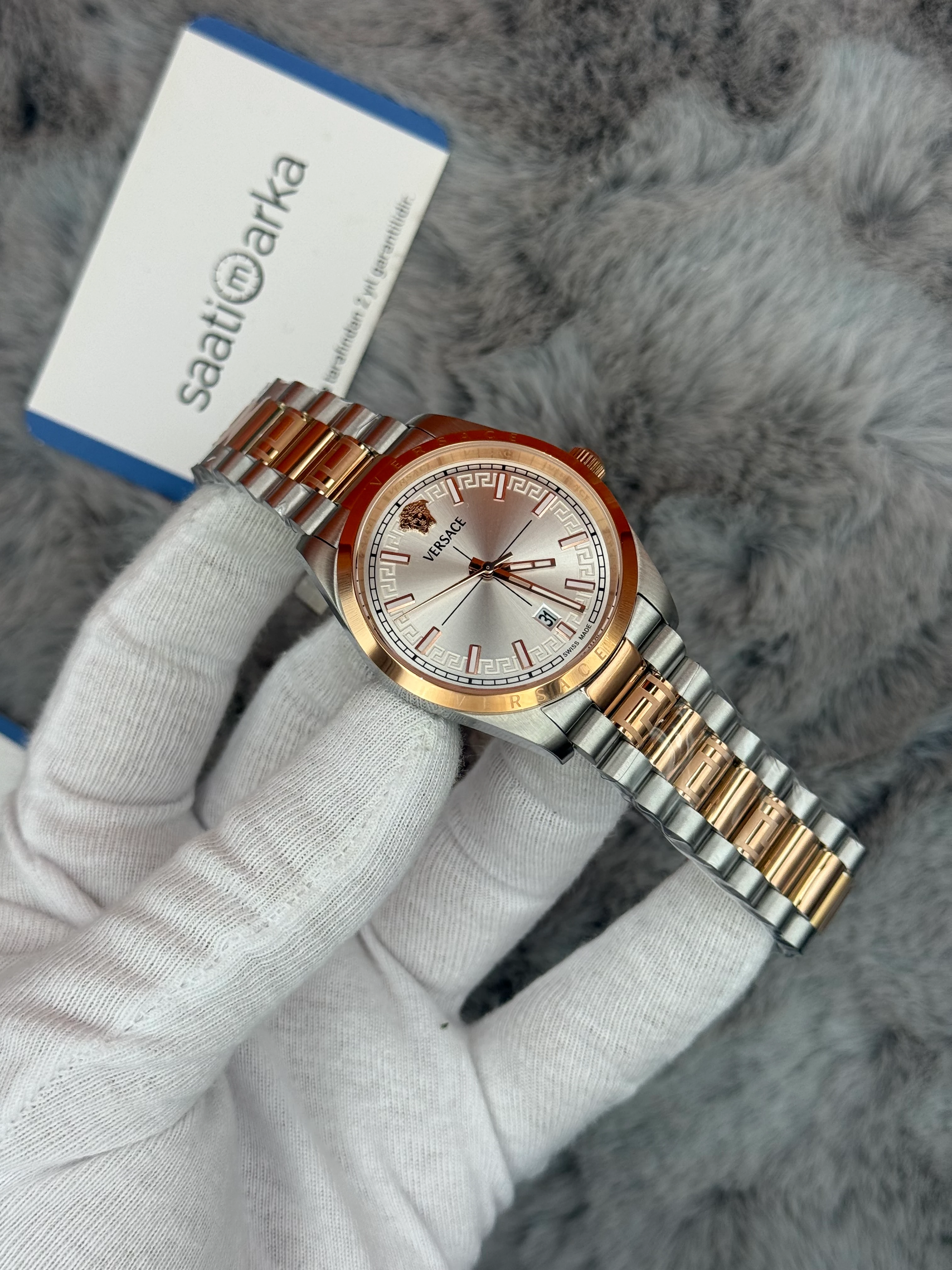 VERSACE 40MM BEYAZ KADRAN ROSE SİLVER KASA KORDON ERKEK KOL SAATİ