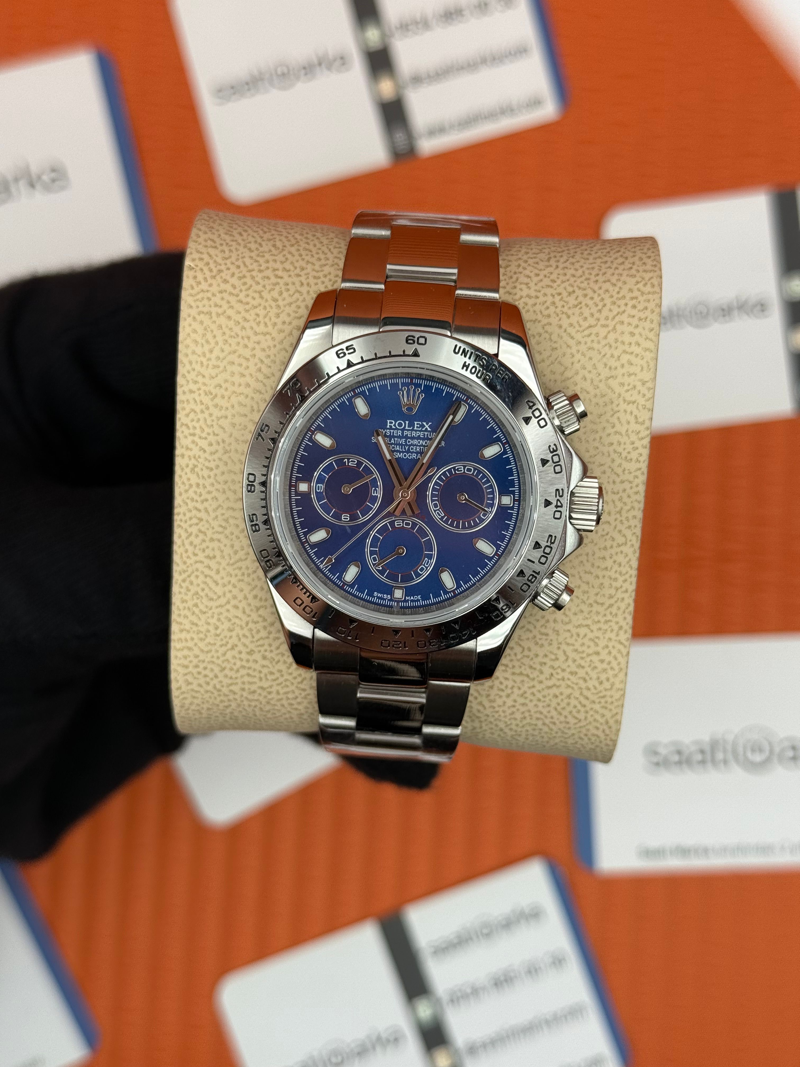 ROLEX Daytona blue dial silver kasa-kordon