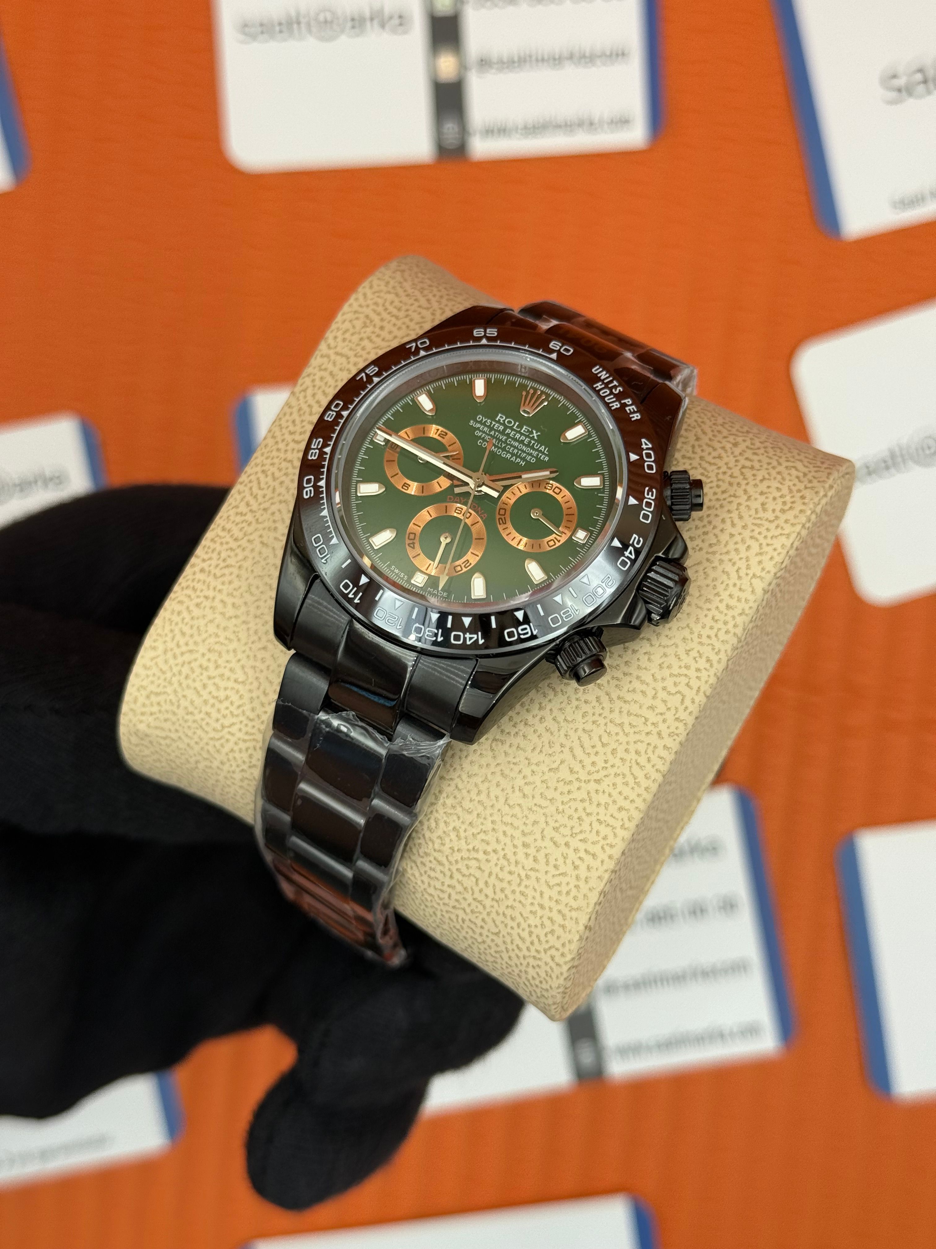 ROLEX Daytona green dial siyah kasa-kordon