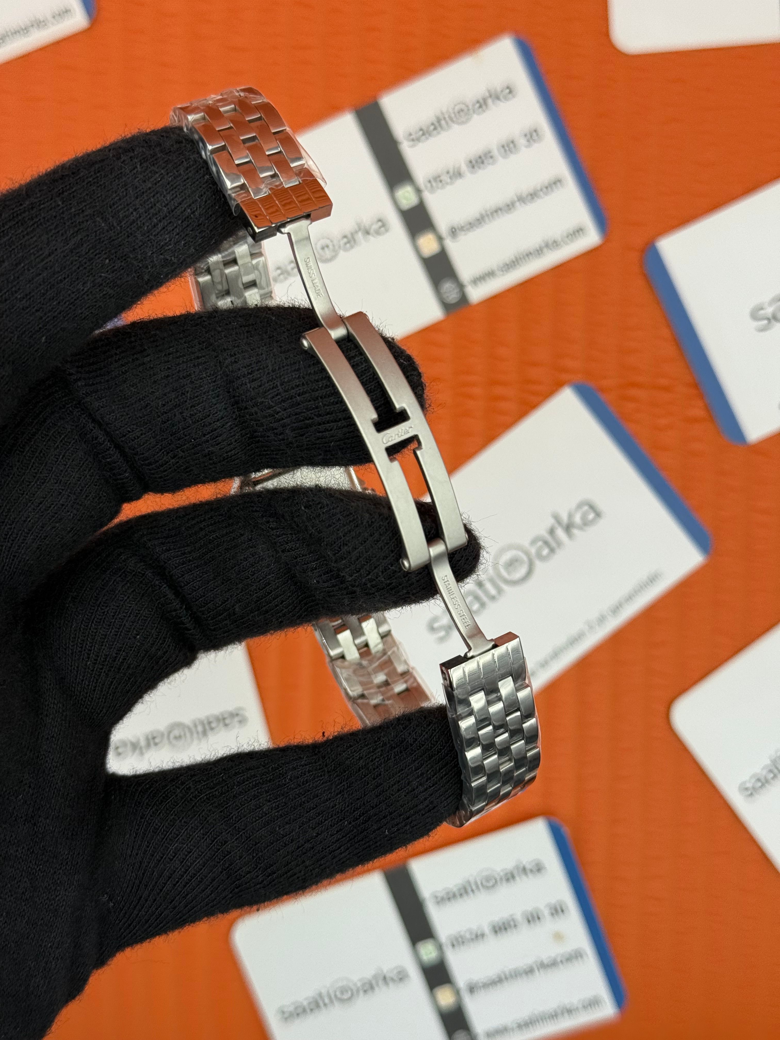 ROLEX Panthere 22mm kasa taşlı bezel silver kasa kordon  beyaz kadran lacivert akrep yelkovan