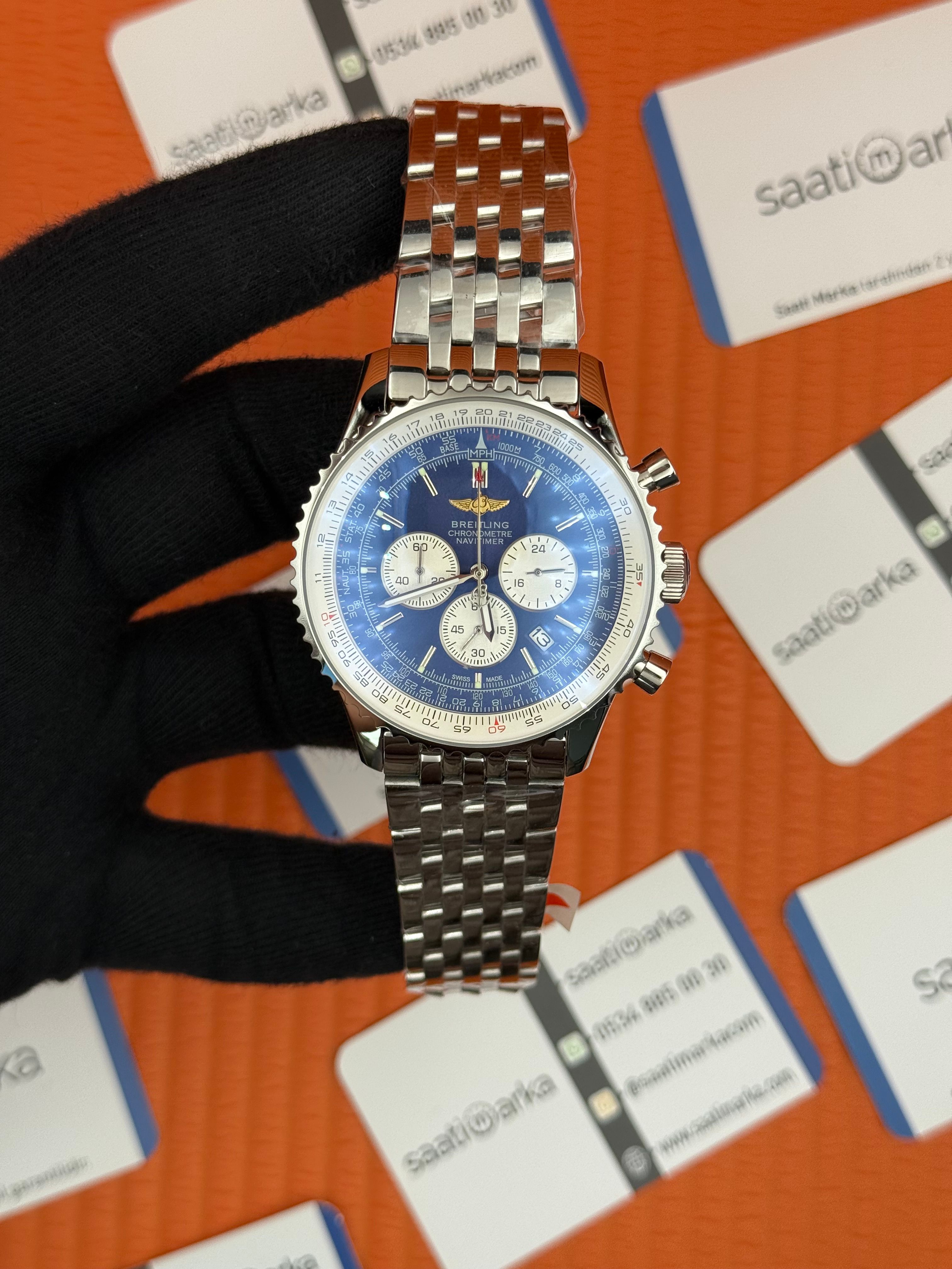 BREITLING Navitimer mavi kadran çelik kasa-kordon