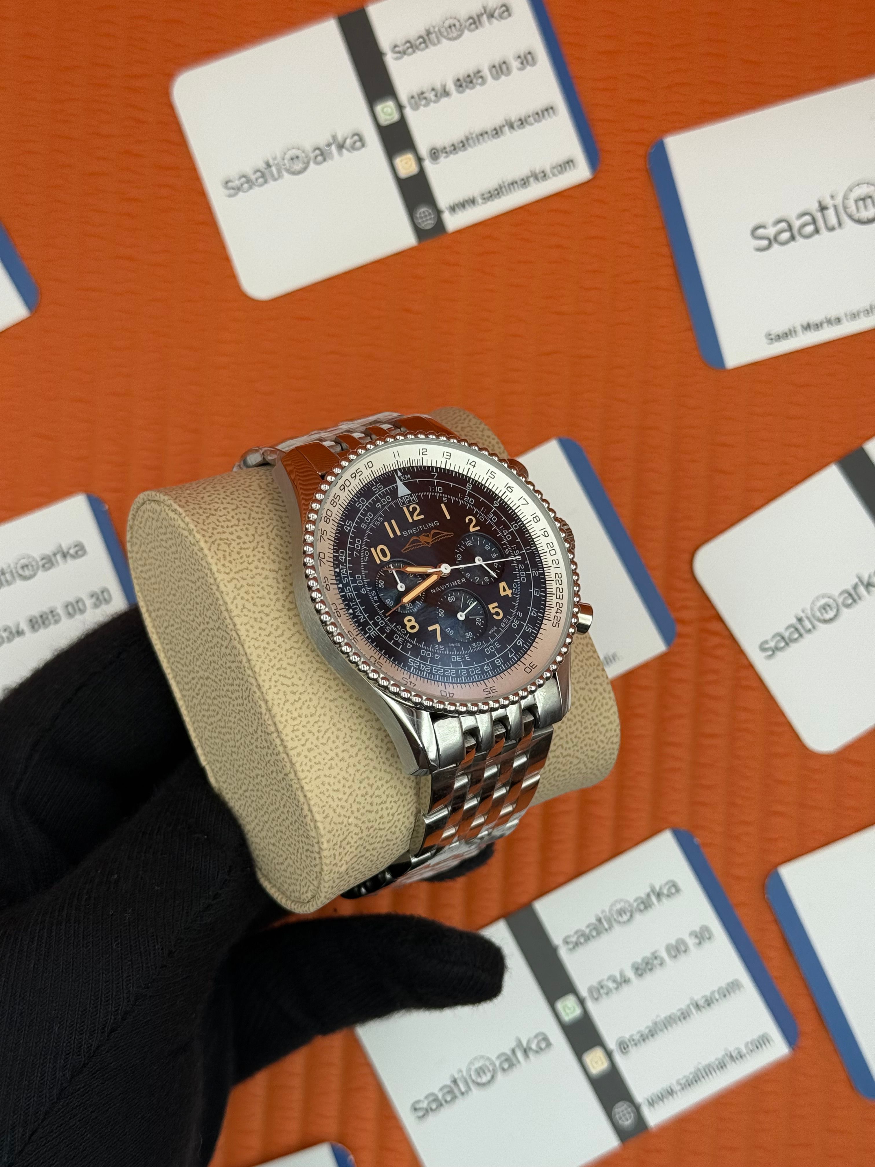 BREITLING Navitimer lacivert kadran silver kasa-kordon