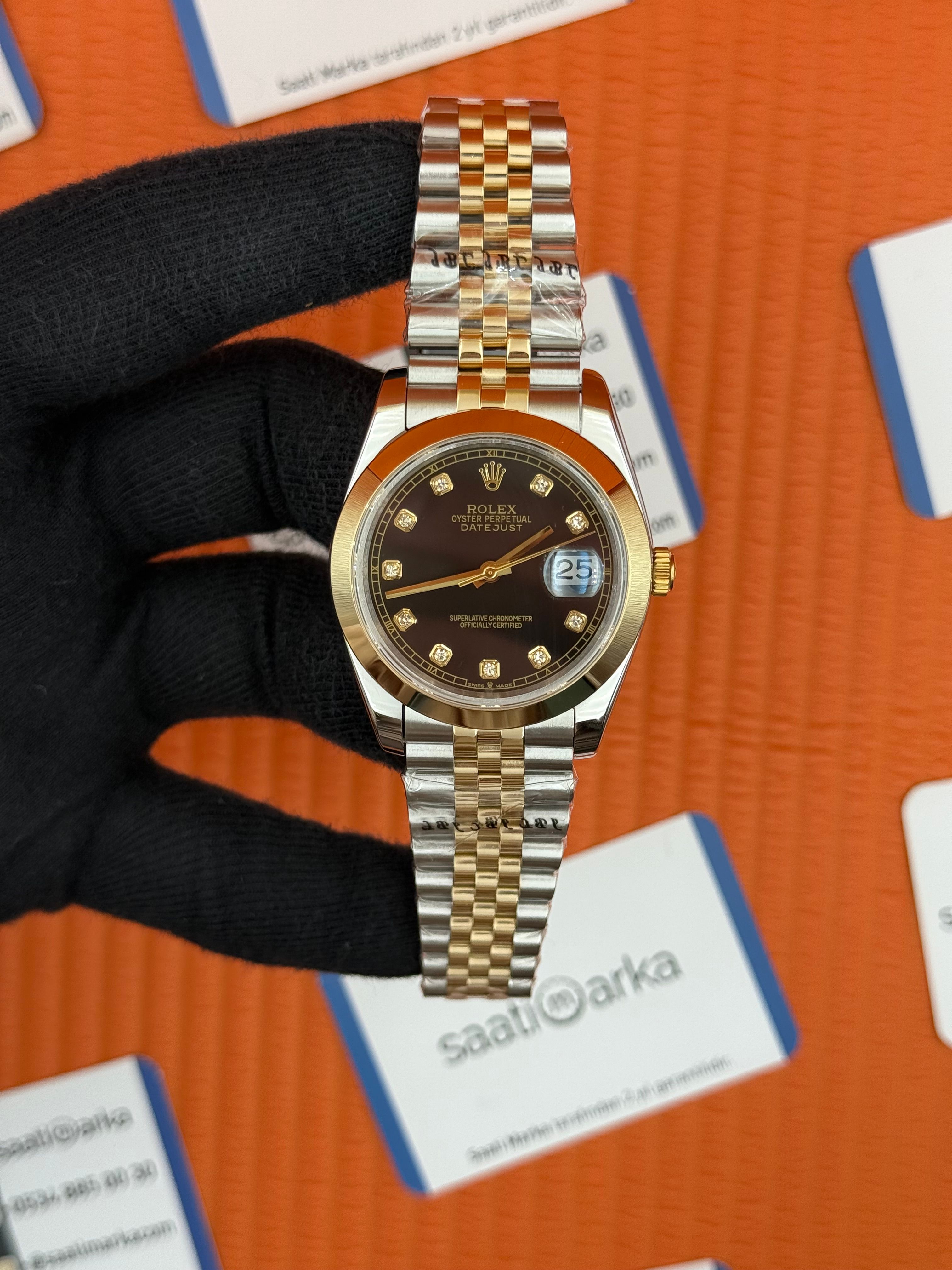 ROLEX Datejust baget taşlı black dial gold-silver jubilee kordon