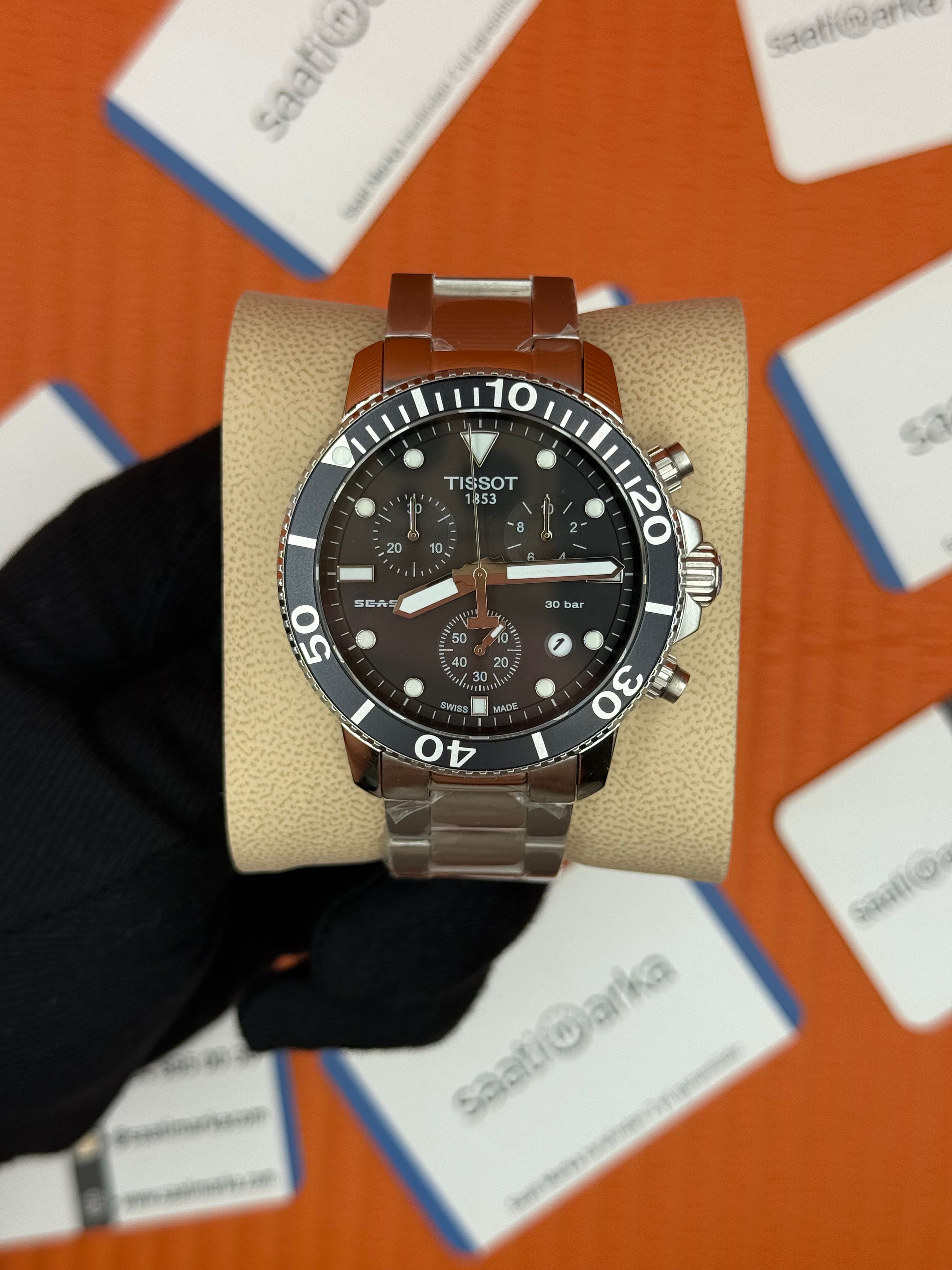 TISSOT siyah kadran silver kasa kordon erkek kol saati