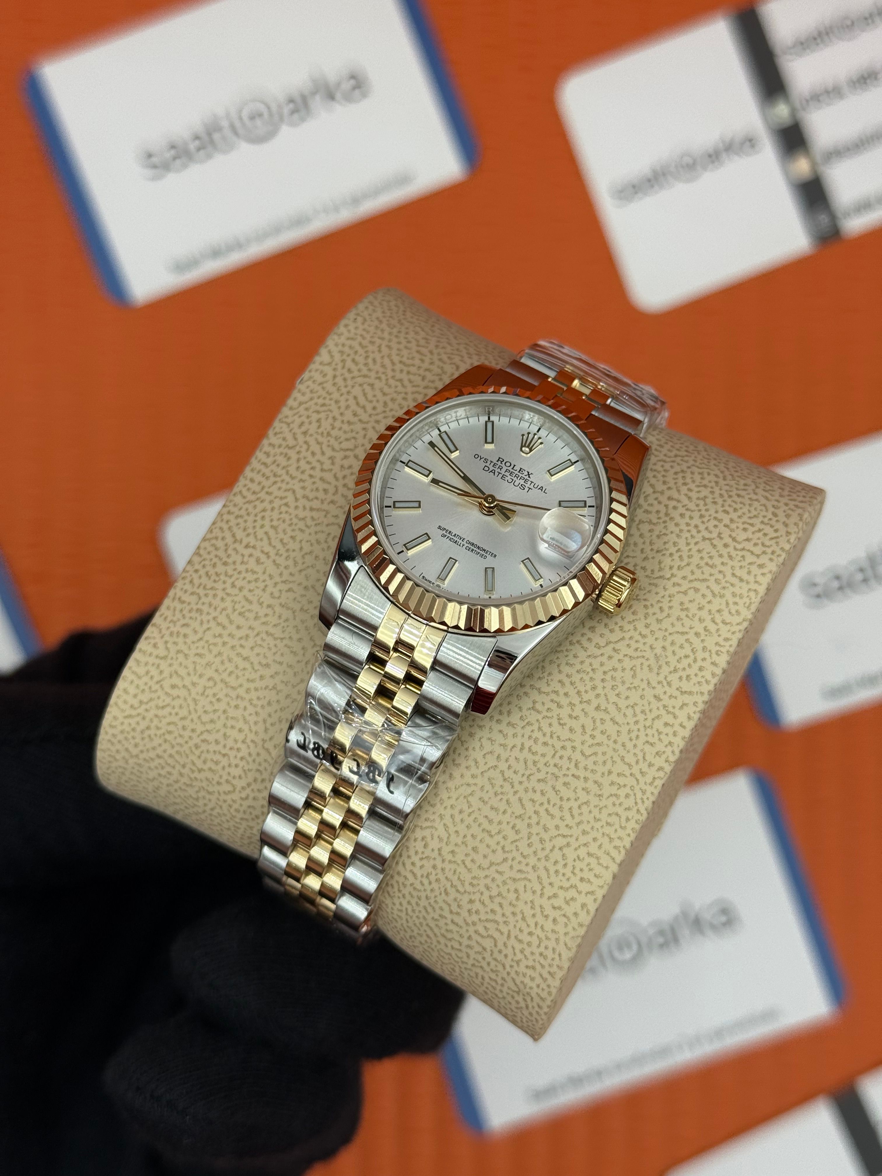 ROLEX datejust 31mm beyaz kadran gold silver jubilee kordon
