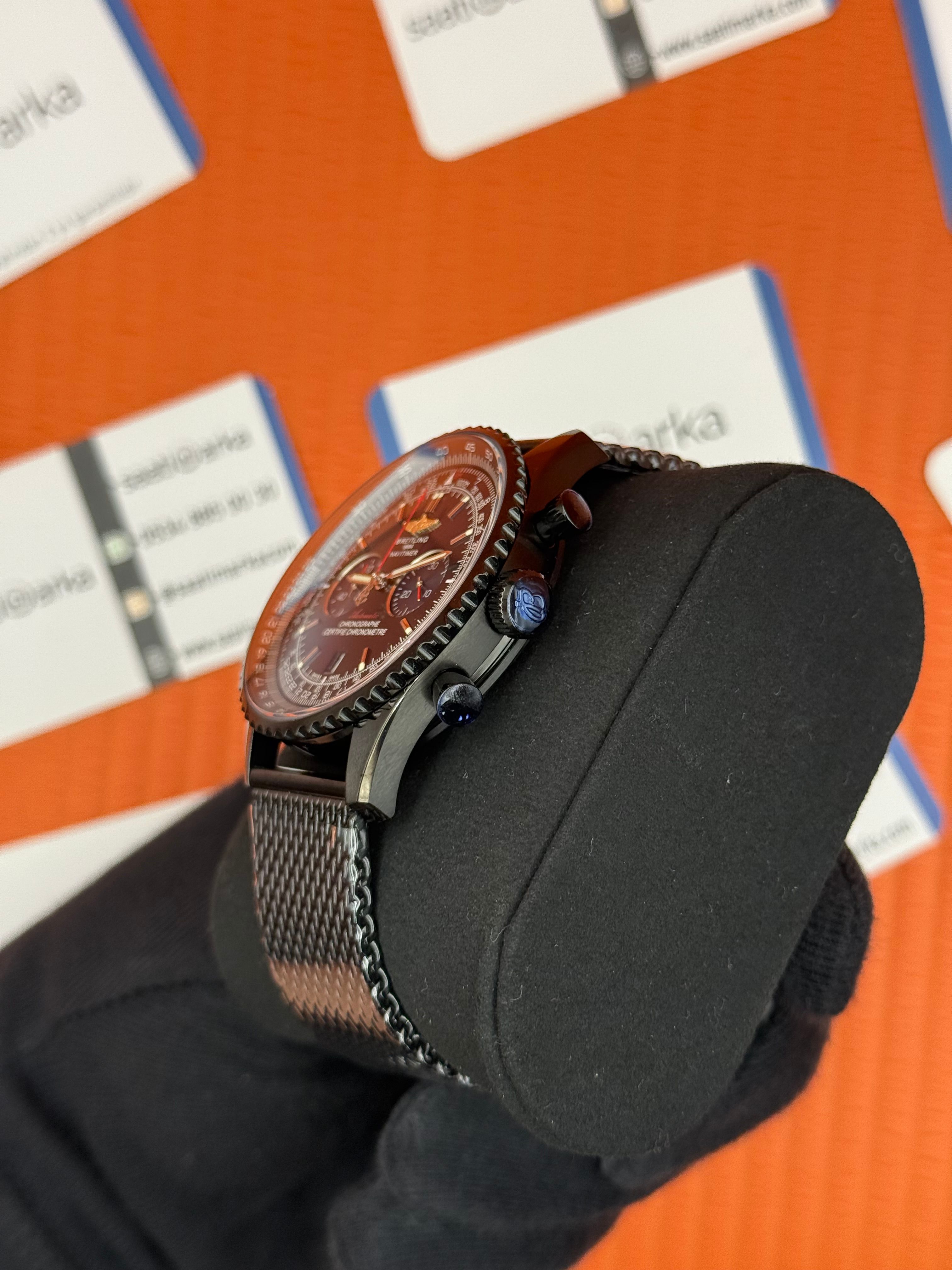 BREITLING Navitimer siyah hasır kordon siyah kadran çelik kasa