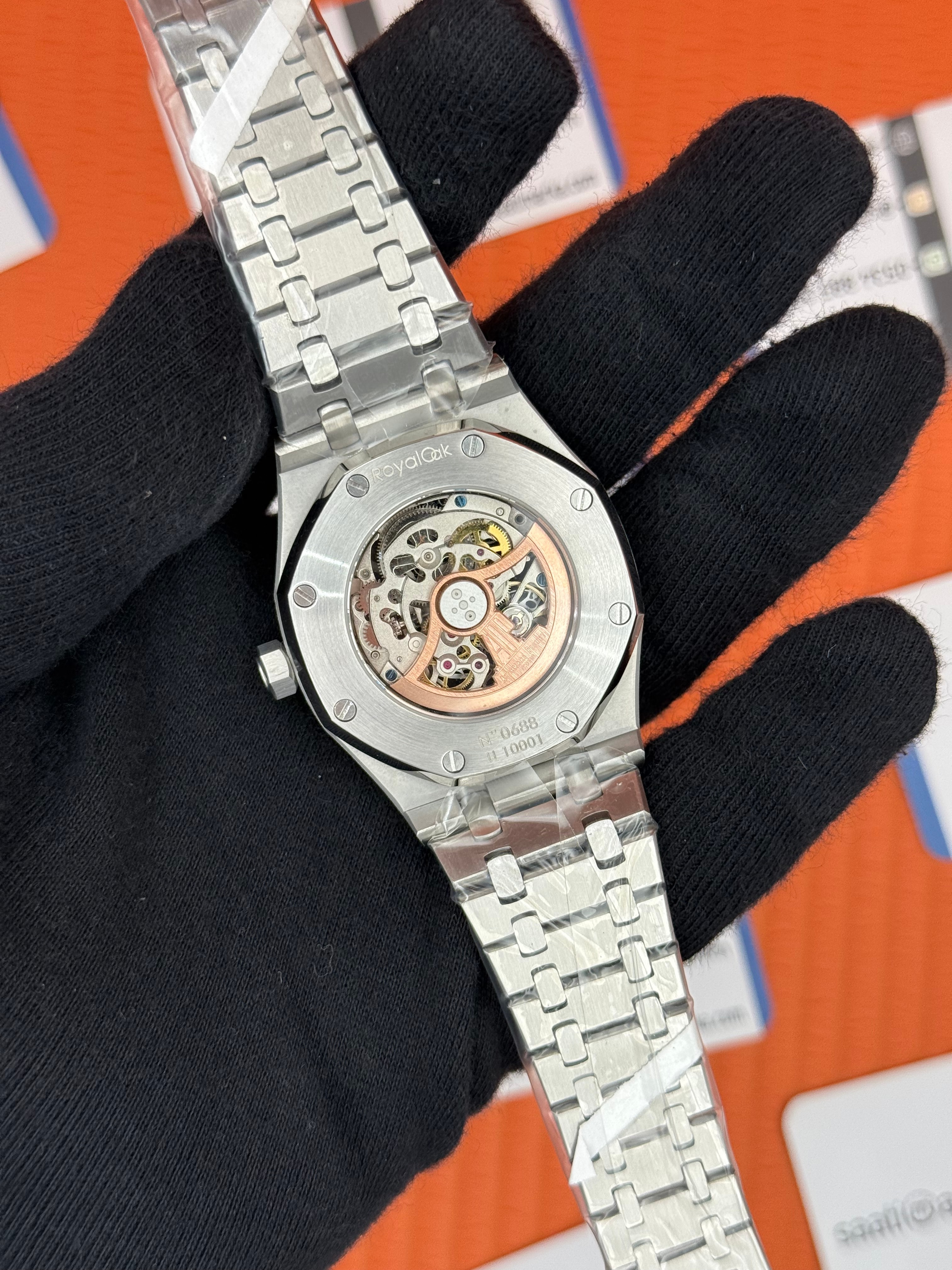 AUDEMARS PİGUET ROYAL OAK  SKELETON SİYAH KADRAN SİLVER KASA-KORDON