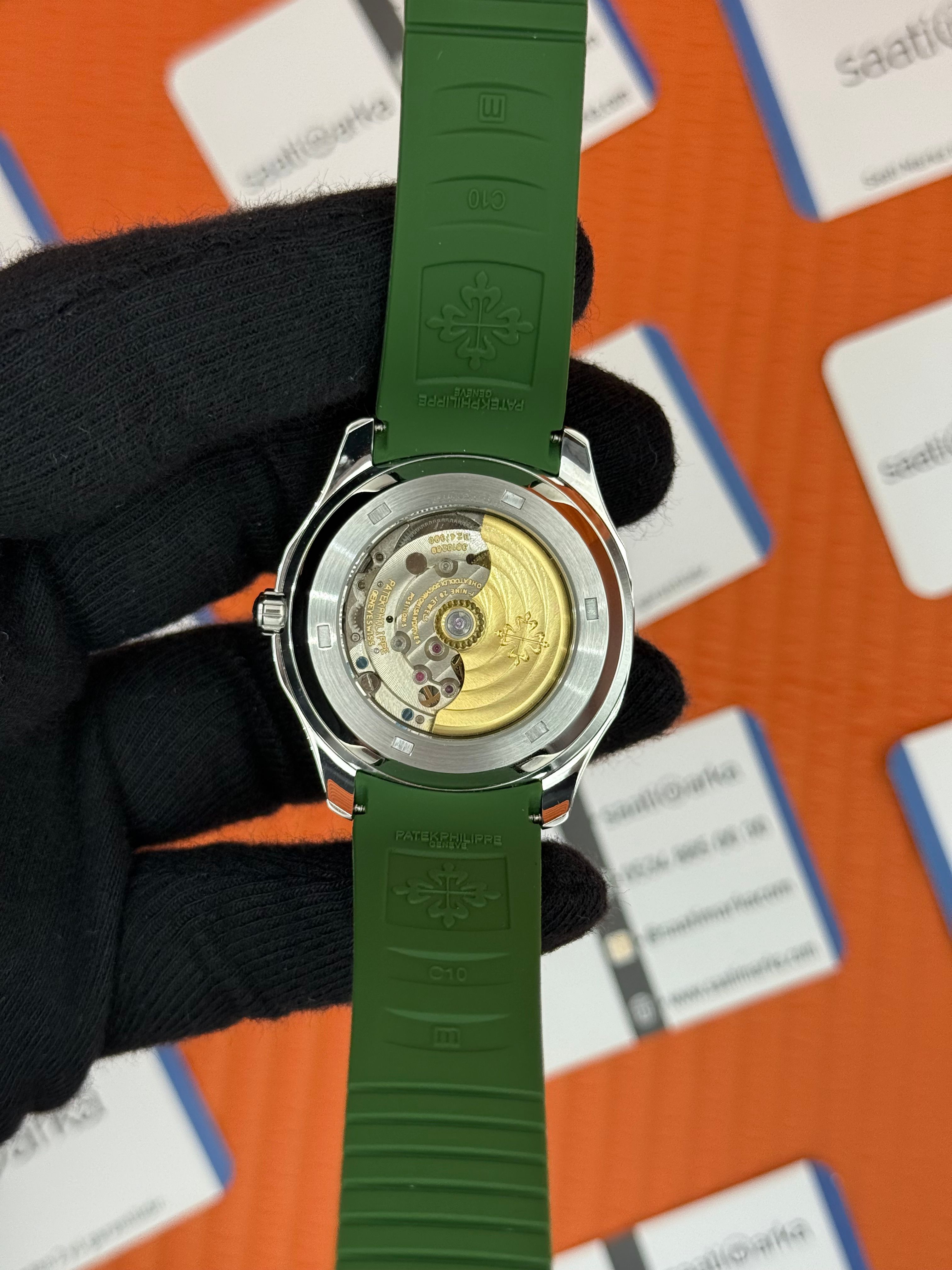 PATEK PHILIPPE AQUANAUT YEŞİL KAUÇUK KORDON YEŞİL KADRAN SİLVER KASA 