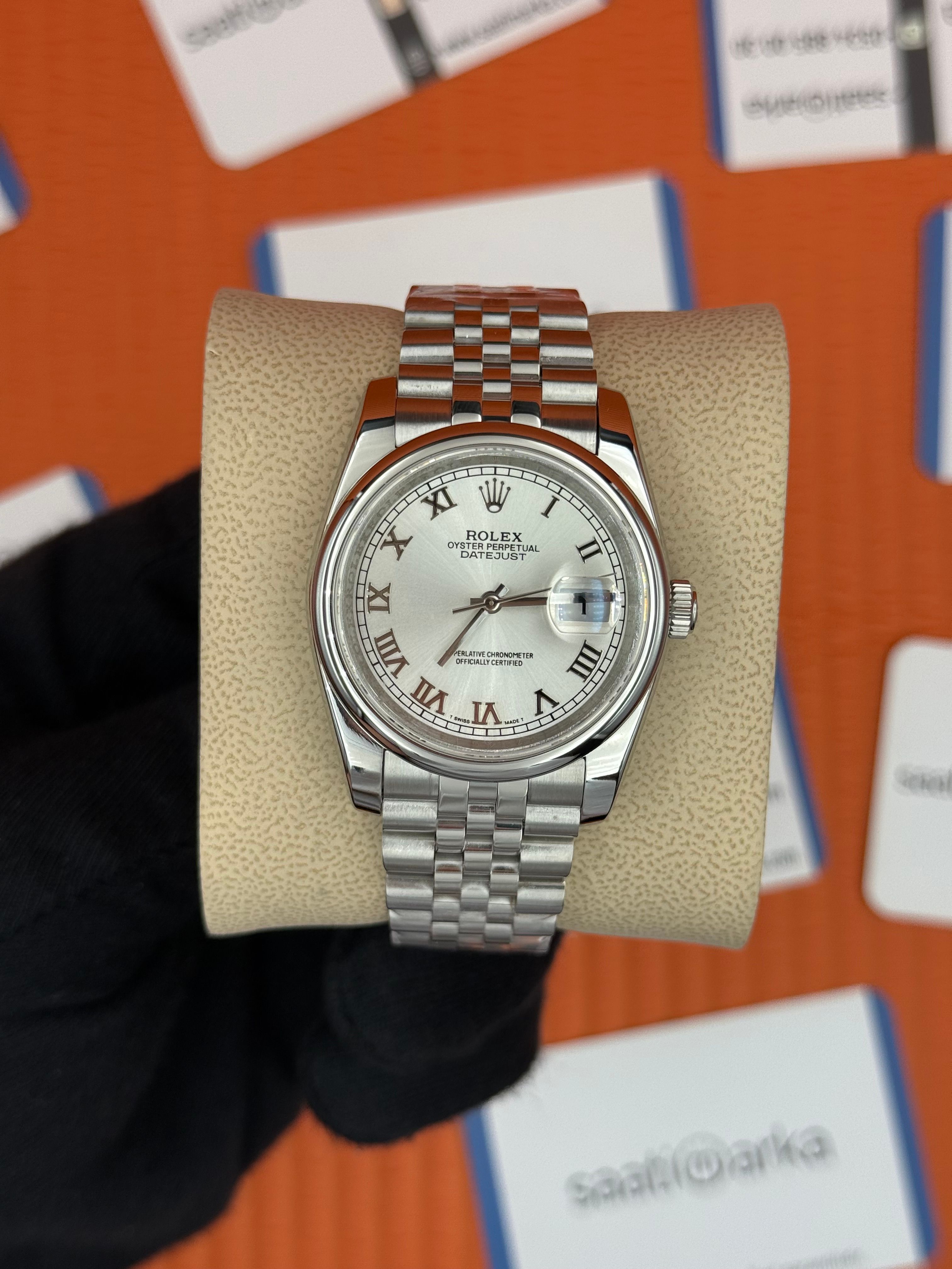 ROLEX datejust 36mm beyaz roma rakamlı kadran silver jubilee kordon
