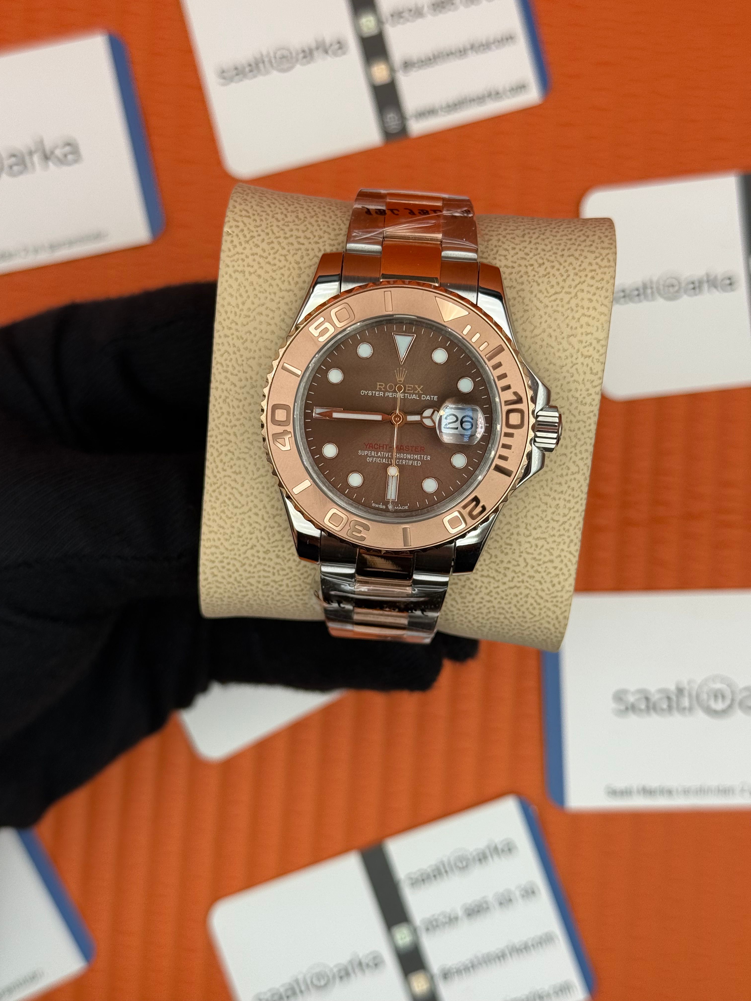 ROLEX Yacht Mater oyster oyster chocolate dial rose silver kordon