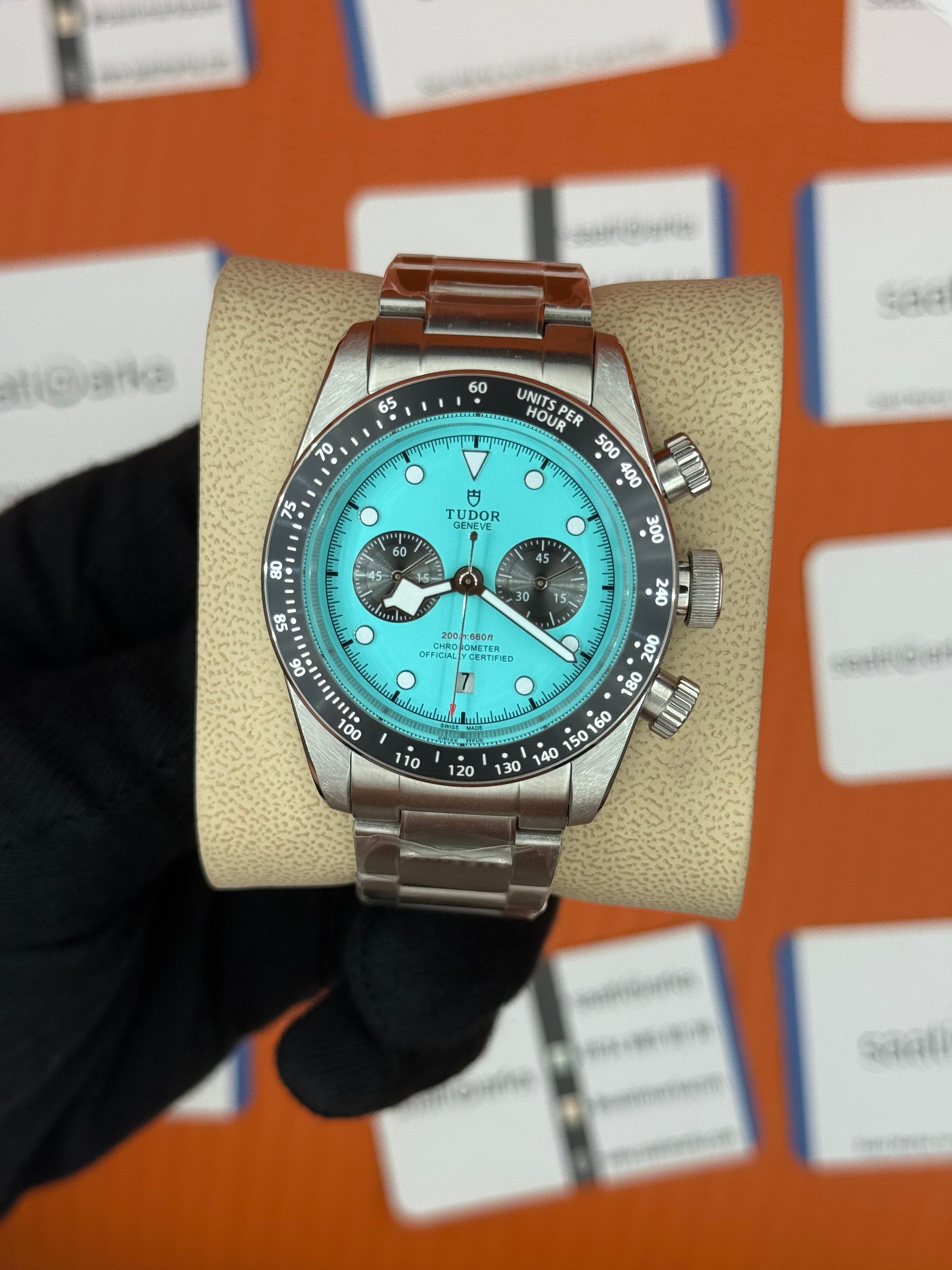 TUDOR black bey  flamingo blue turkuaz kadran silver kordon 41mm erkek kol saati