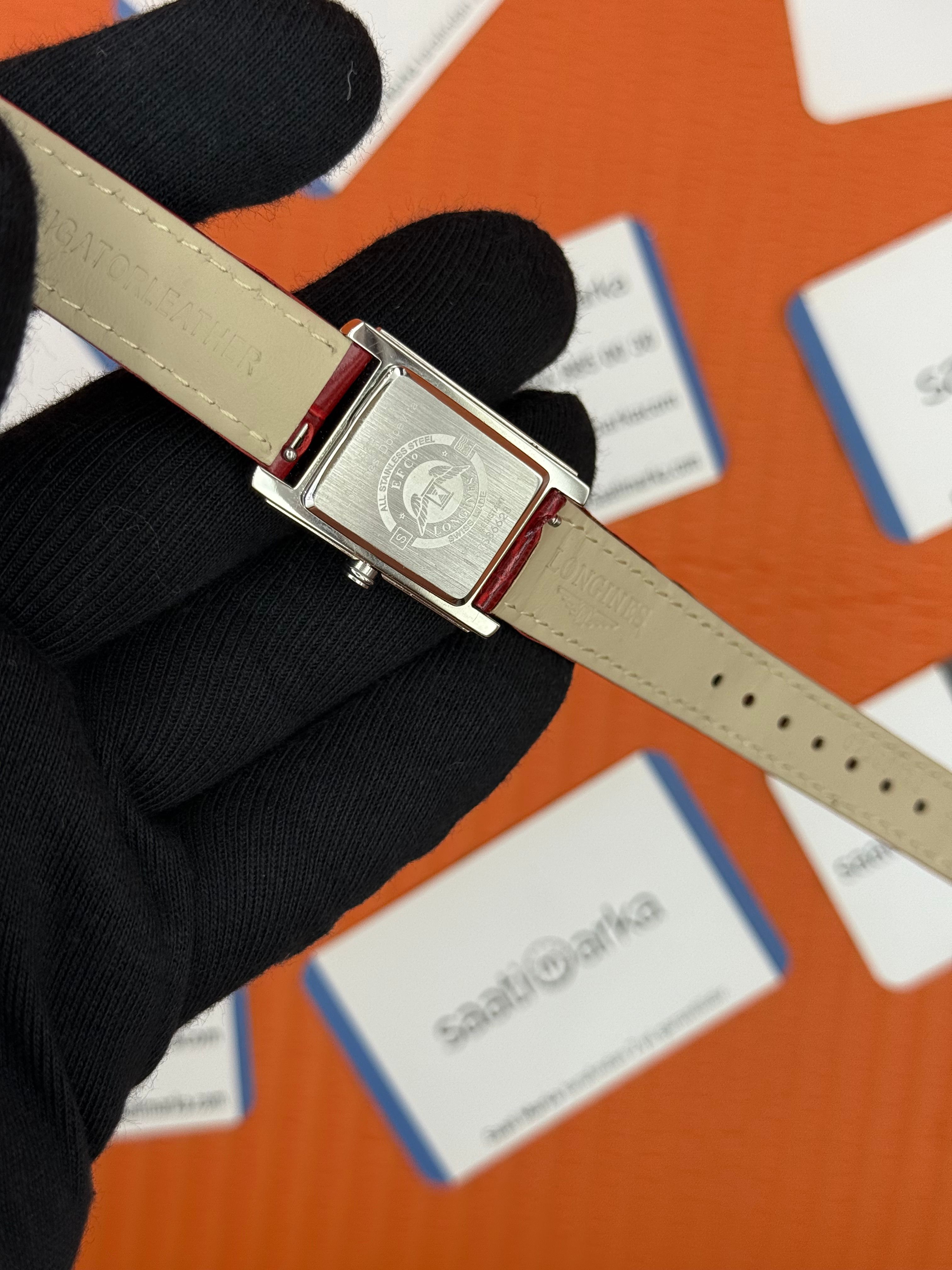 LONGINES DOLCEVİTA L5.512.4.91.2 kırmızı deri kordon kırmızı kadran silver kasa