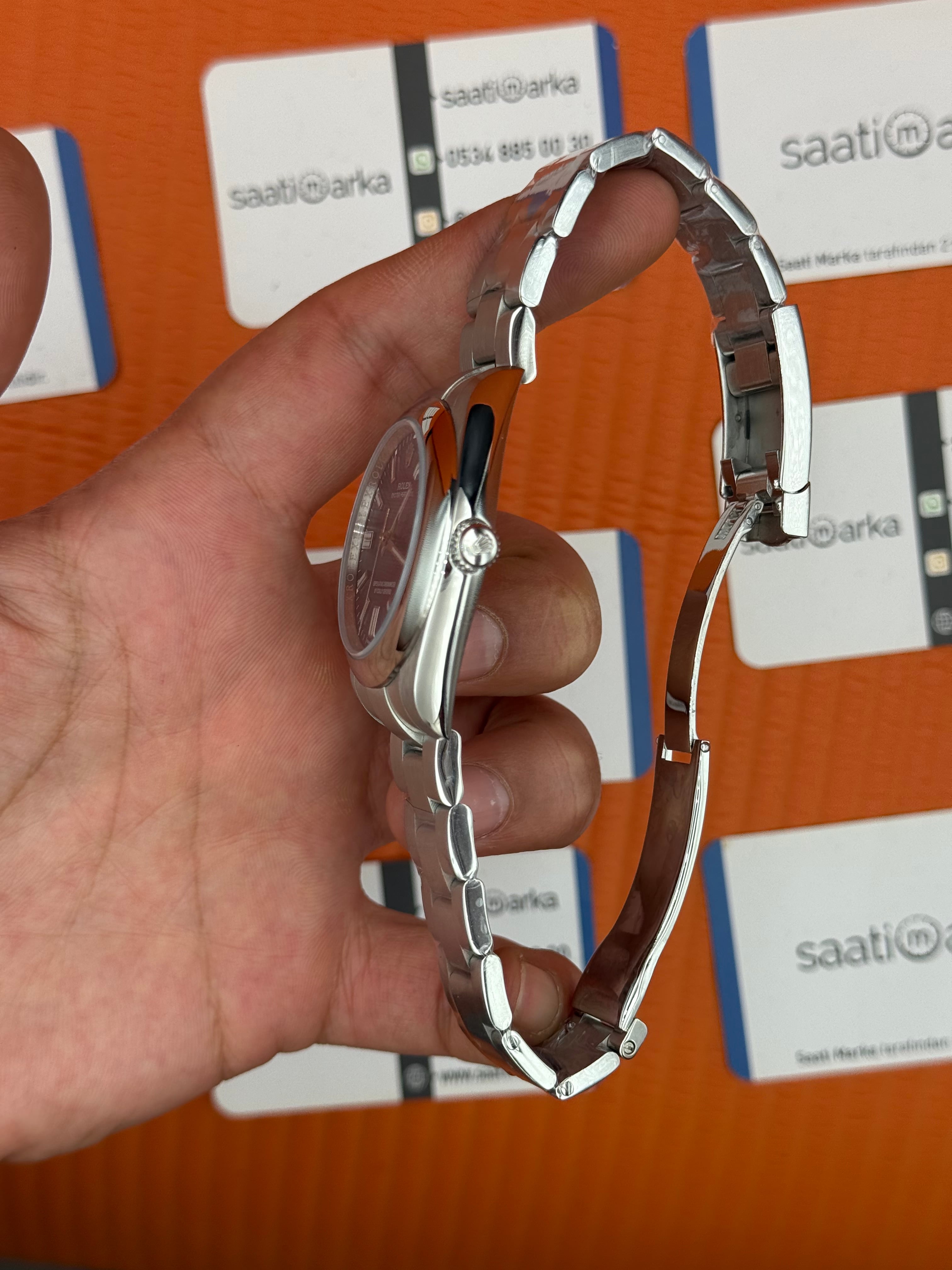 ROLEX oyster perpetual mavi kadran silver kasa kordon erkek kol saati