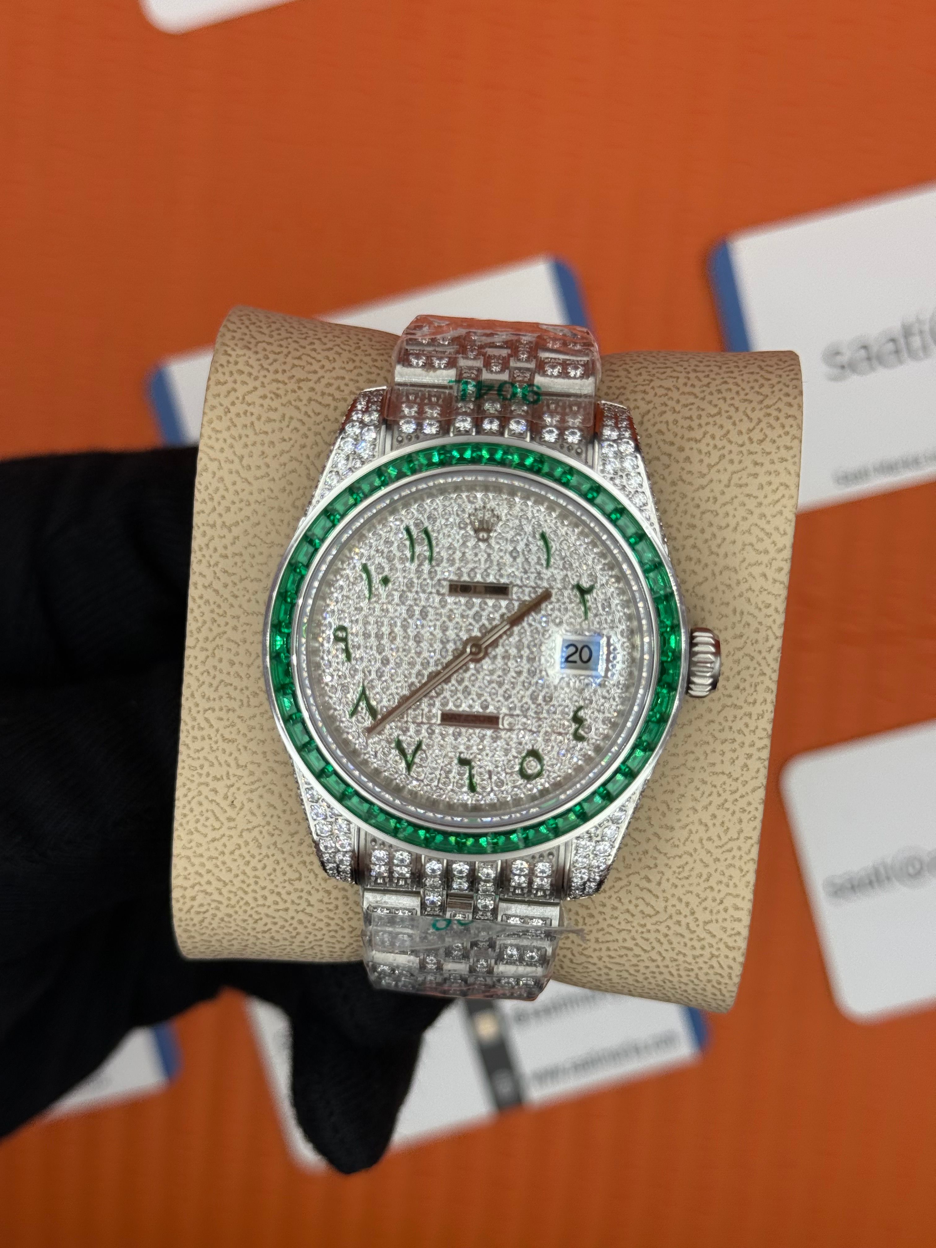ROLEX Datejust arabic dial full diamond 41mm silver