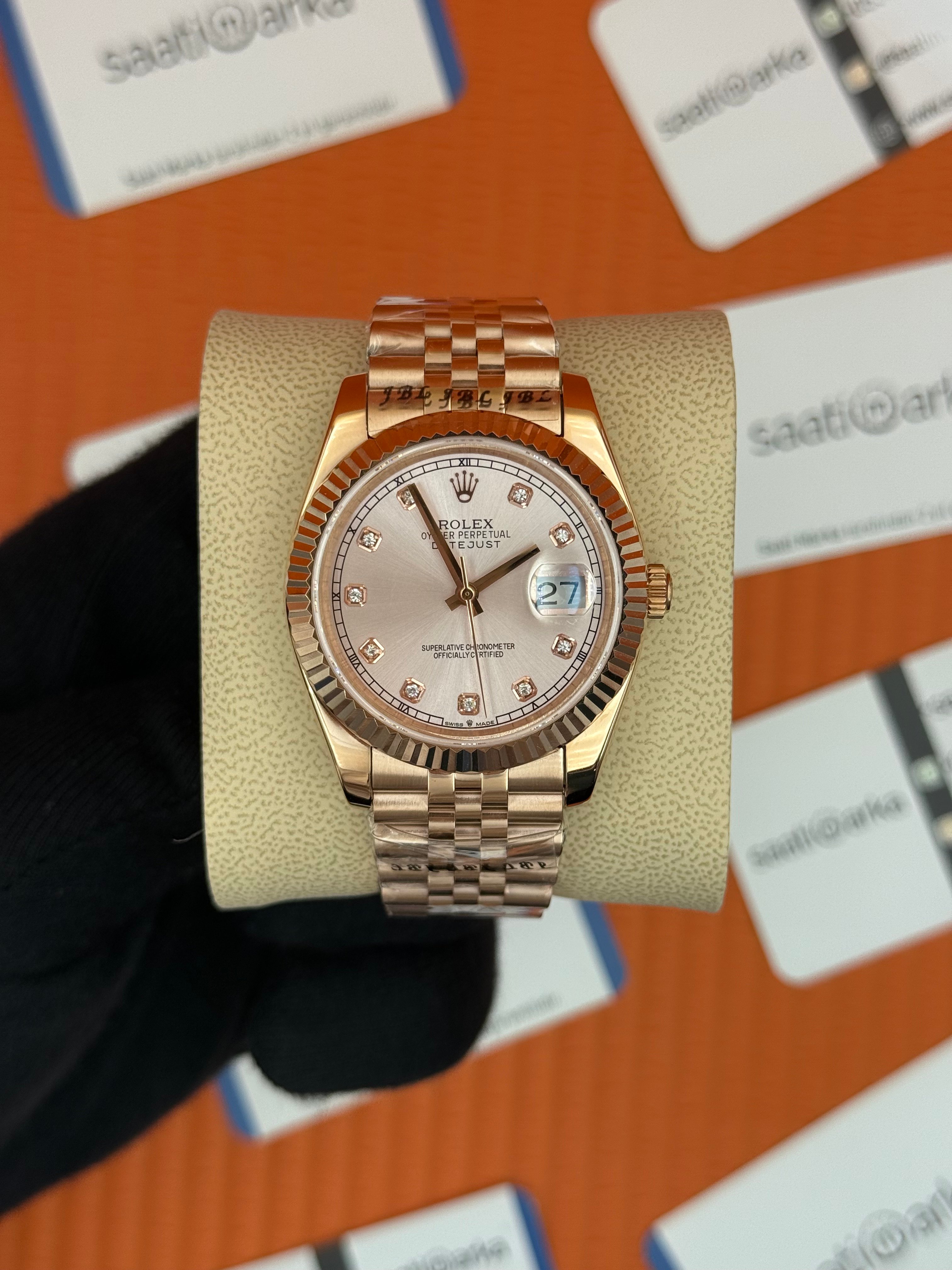 ROLEX Datejust baget taşlı rose dial rose jubilee kordon