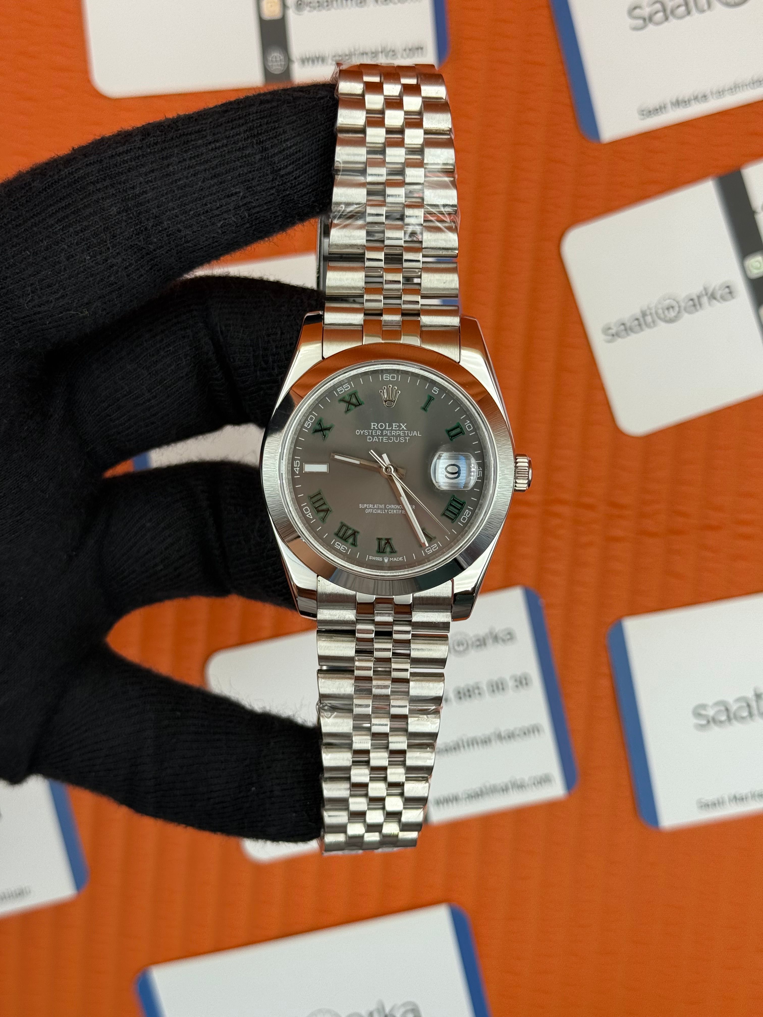 ROLEX Datejust wimbledon grey dial silver jubilee kordon