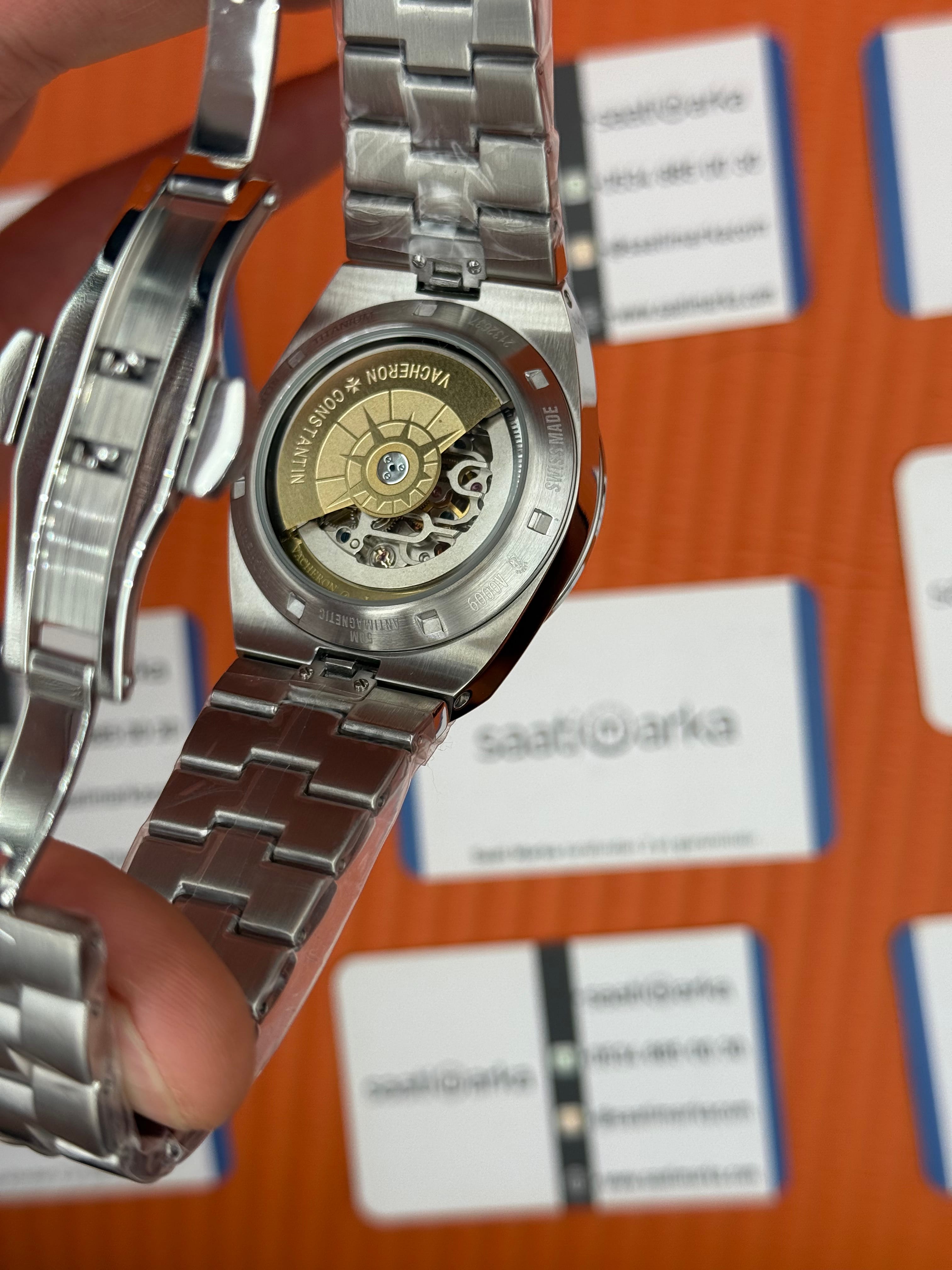VACHERON CONSTANTIN overseas tourbillon siyah kadran silver kasa kordon erkek kol saati