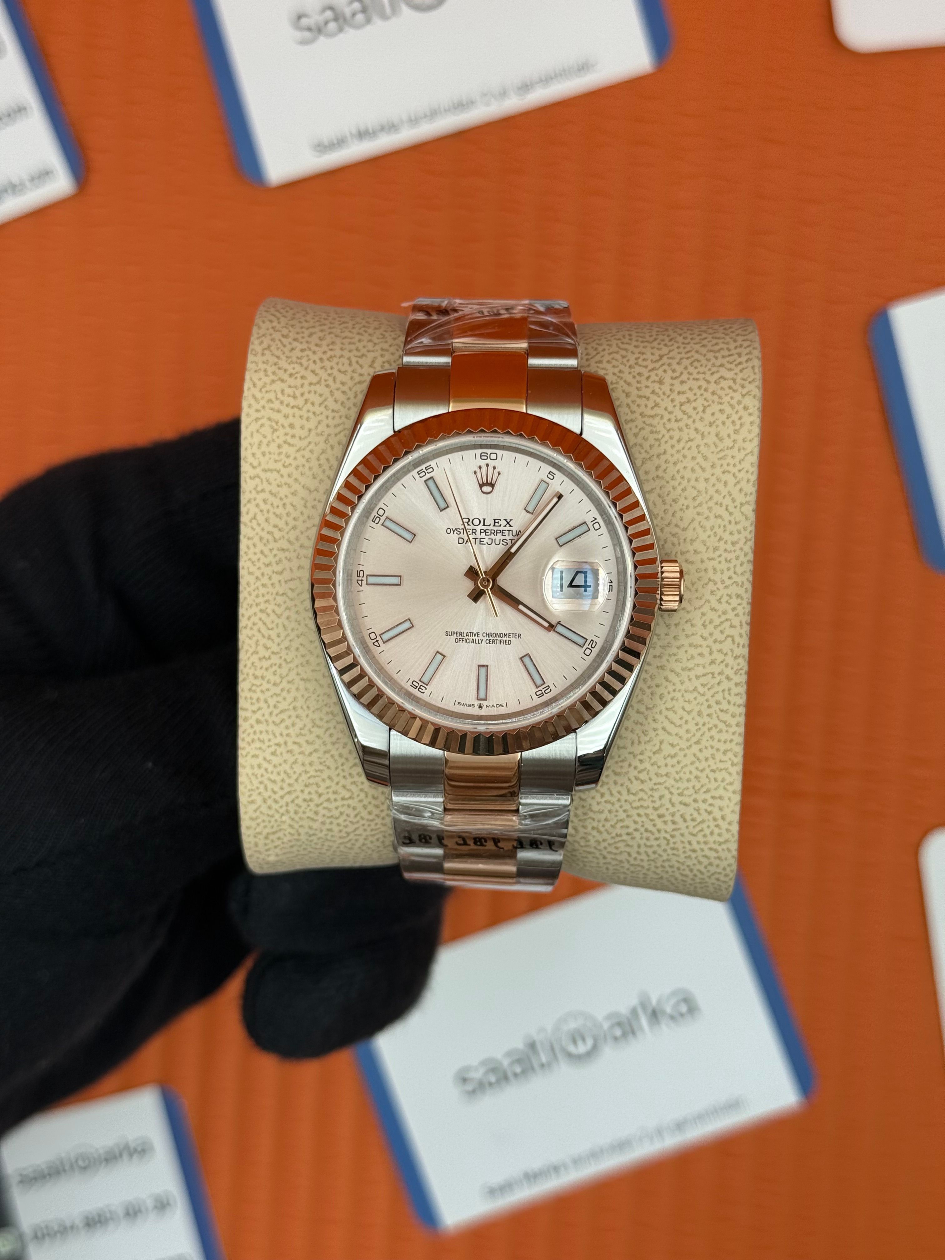 ROLEX Datejust rose dial rose-silver oyster kordon