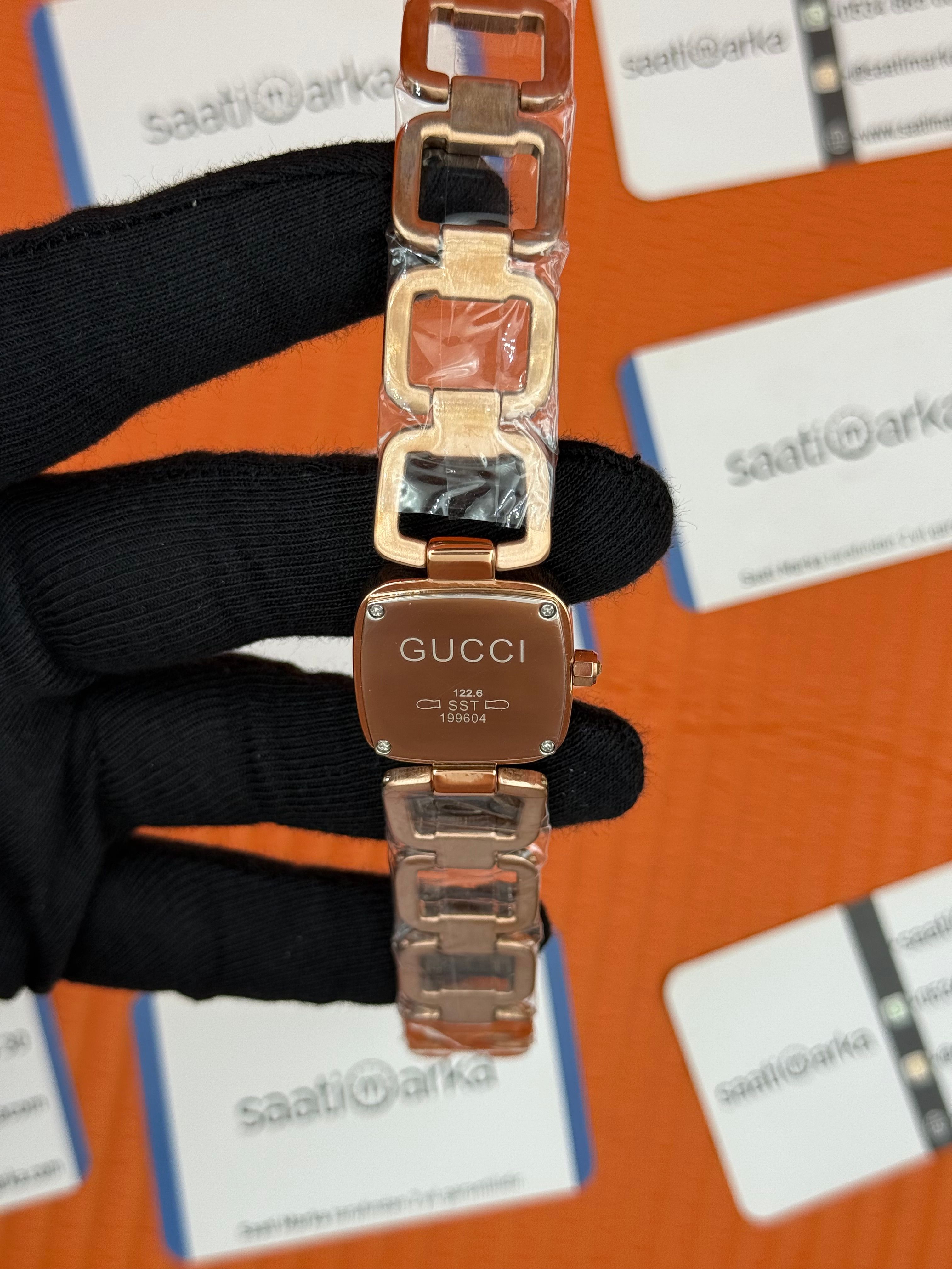 GUCCI YA BEYAZ SEDEFLİ KADRAN ROSE KASA KORDON KADI  KOL SAATİ