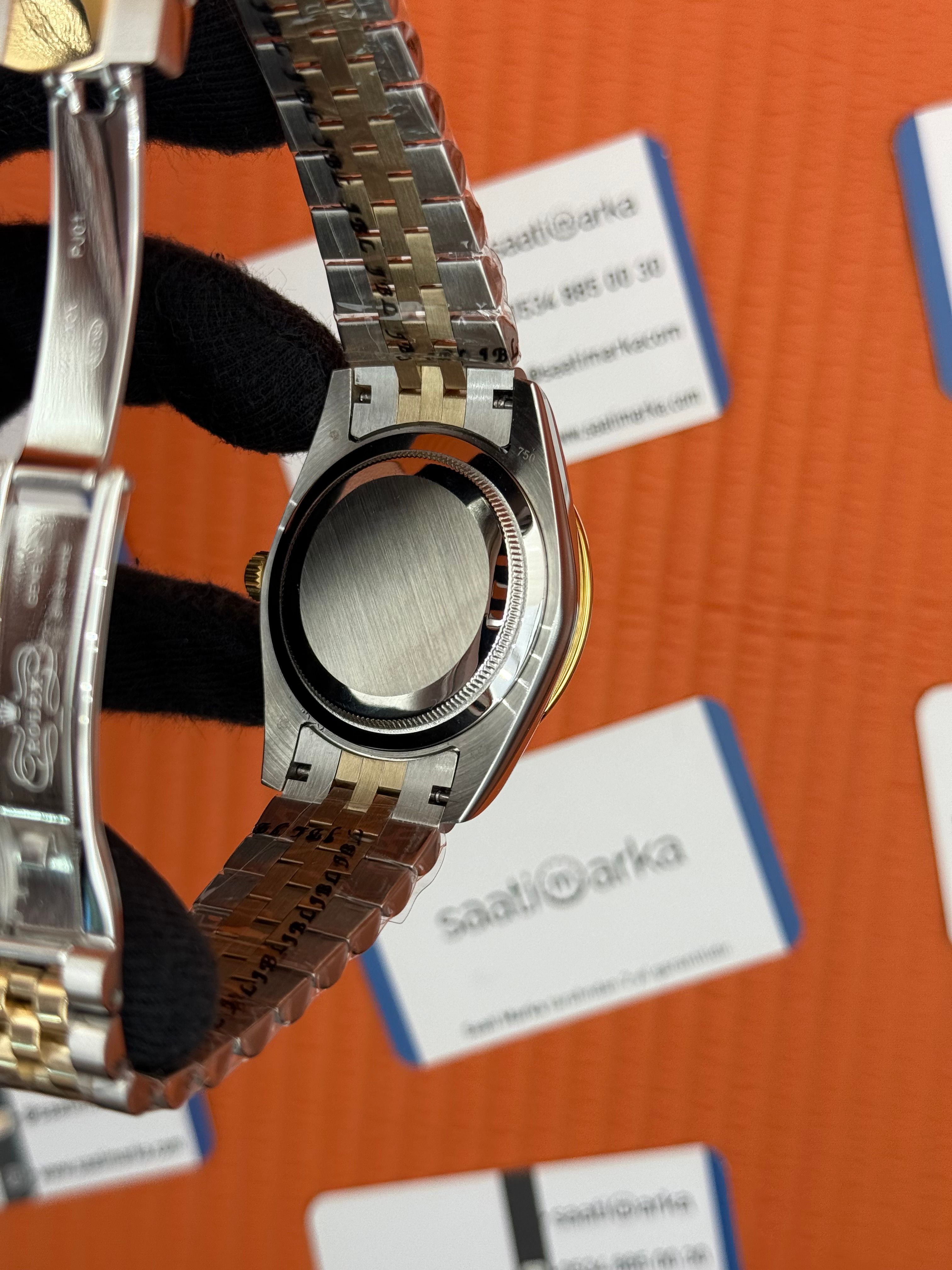 ROLEX Datejust taşlı bezel champagne baget taşlı dial gold silver jubilee kordon