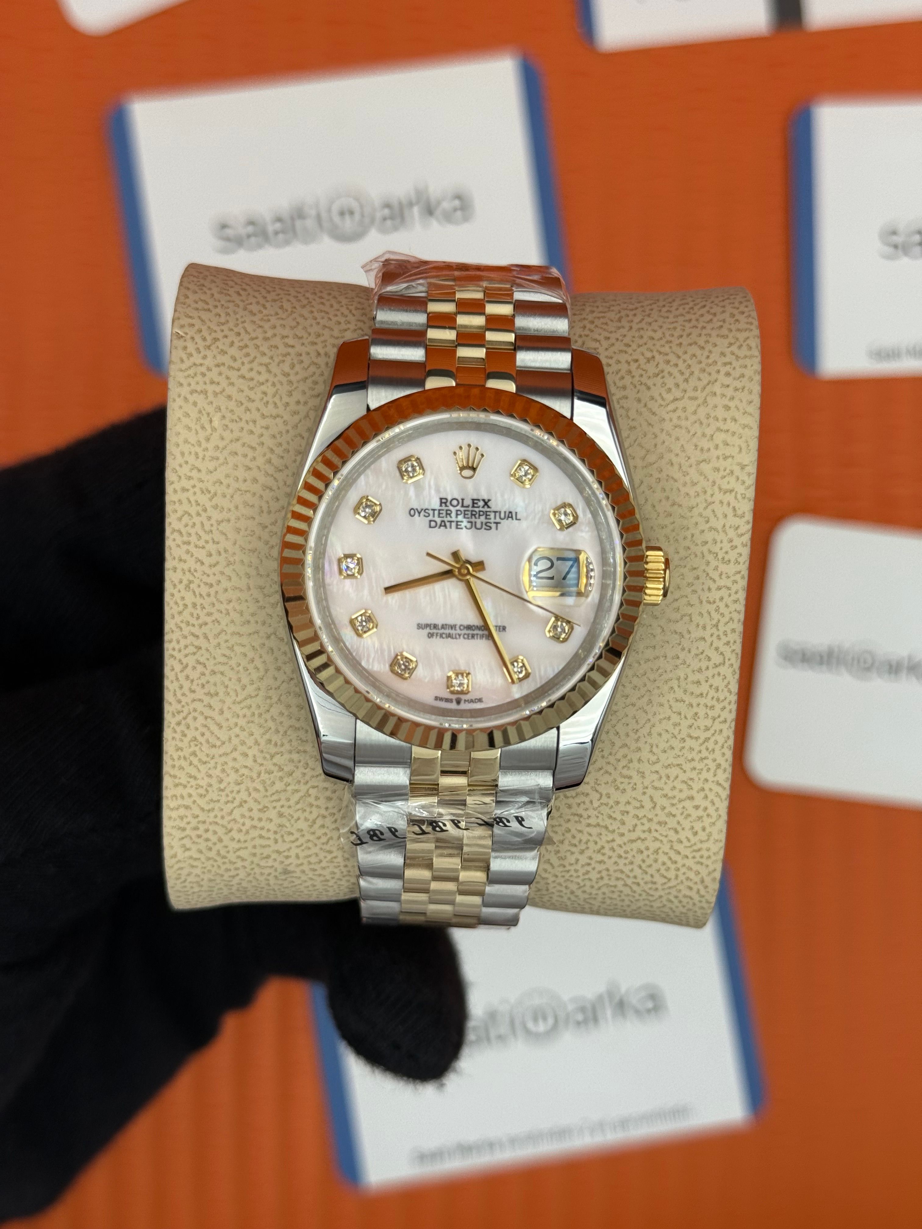 ROLEX datejust 36mm toz pembe kadran jubilee kordon