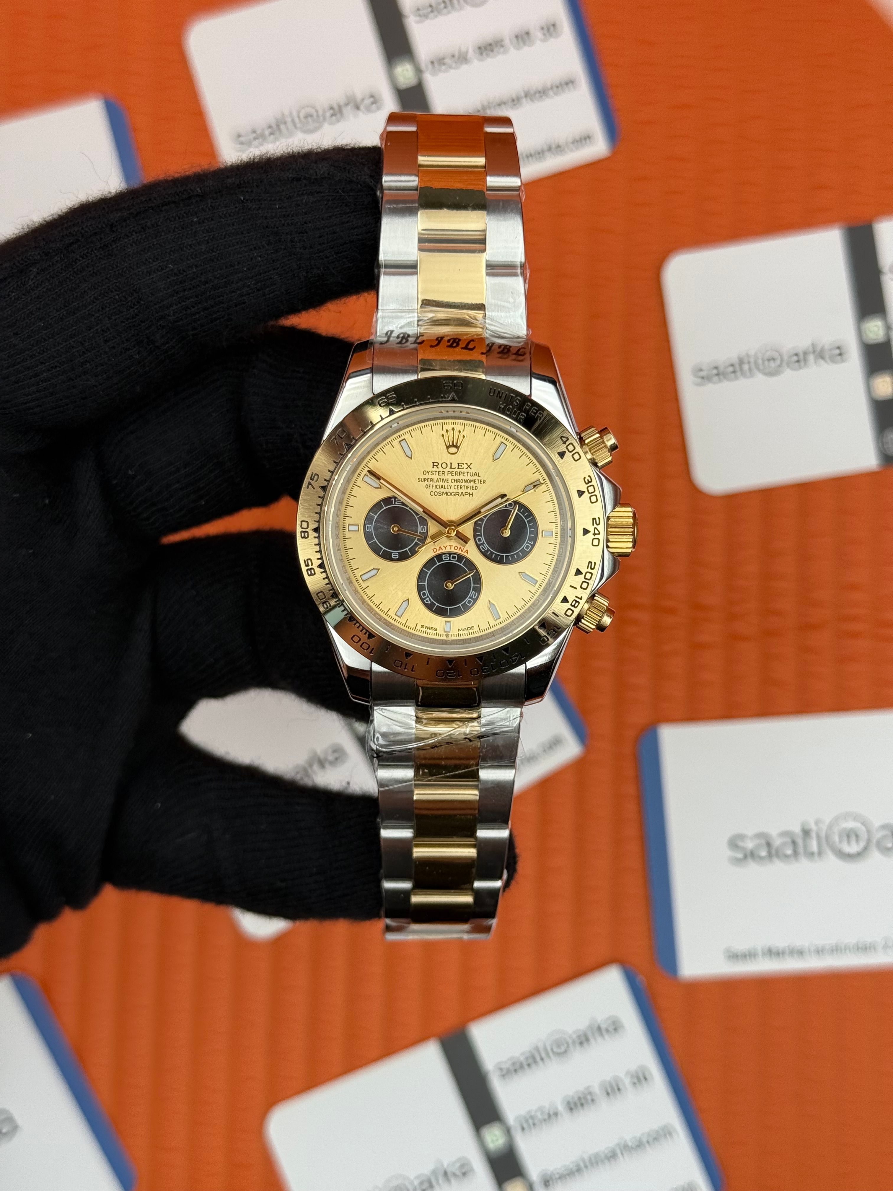 ROLEX Daytona yellow dial gold silver kasa-kordon