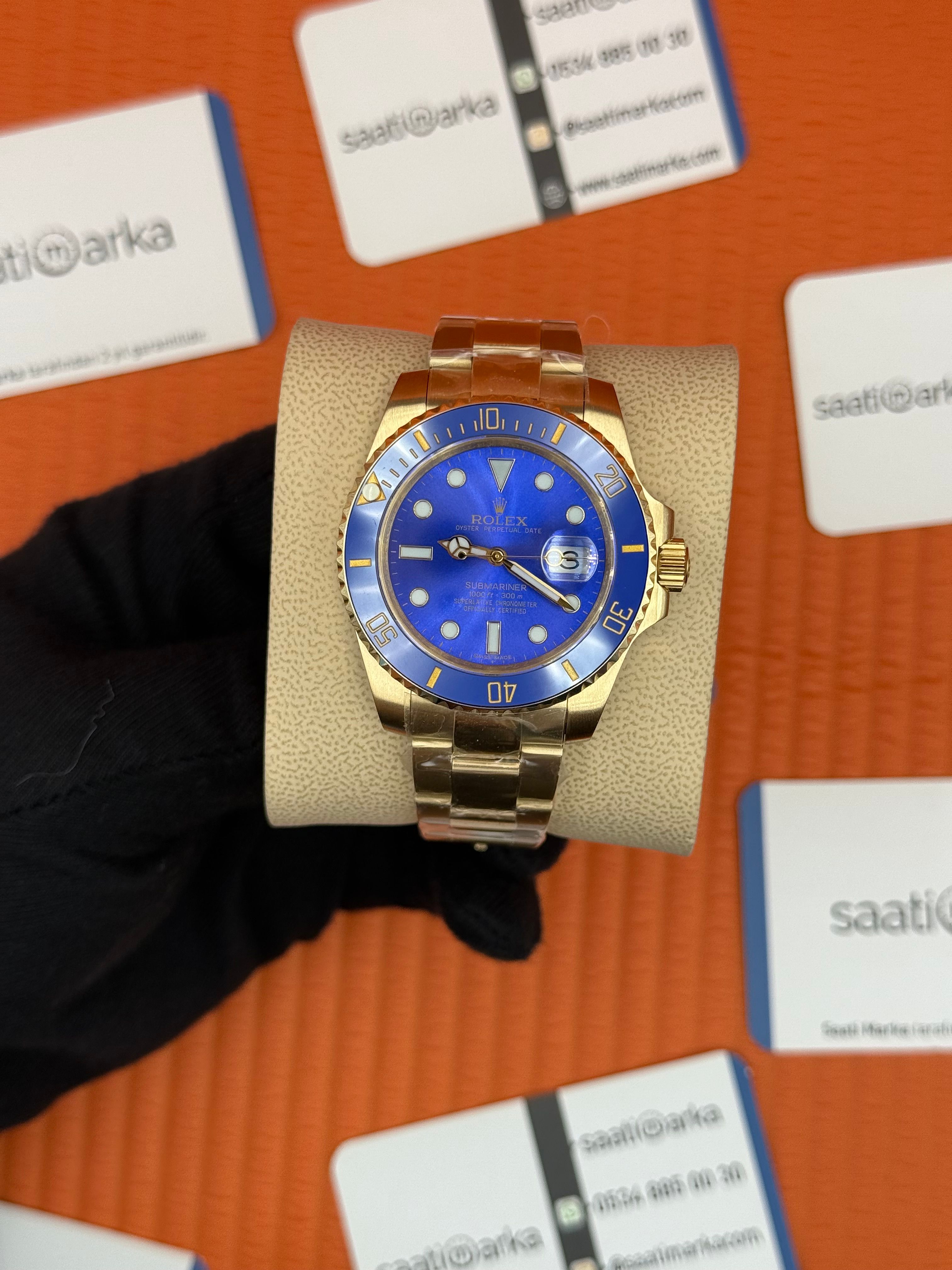 ROLEX Submariner oyster blue dial gold kasa-kordon