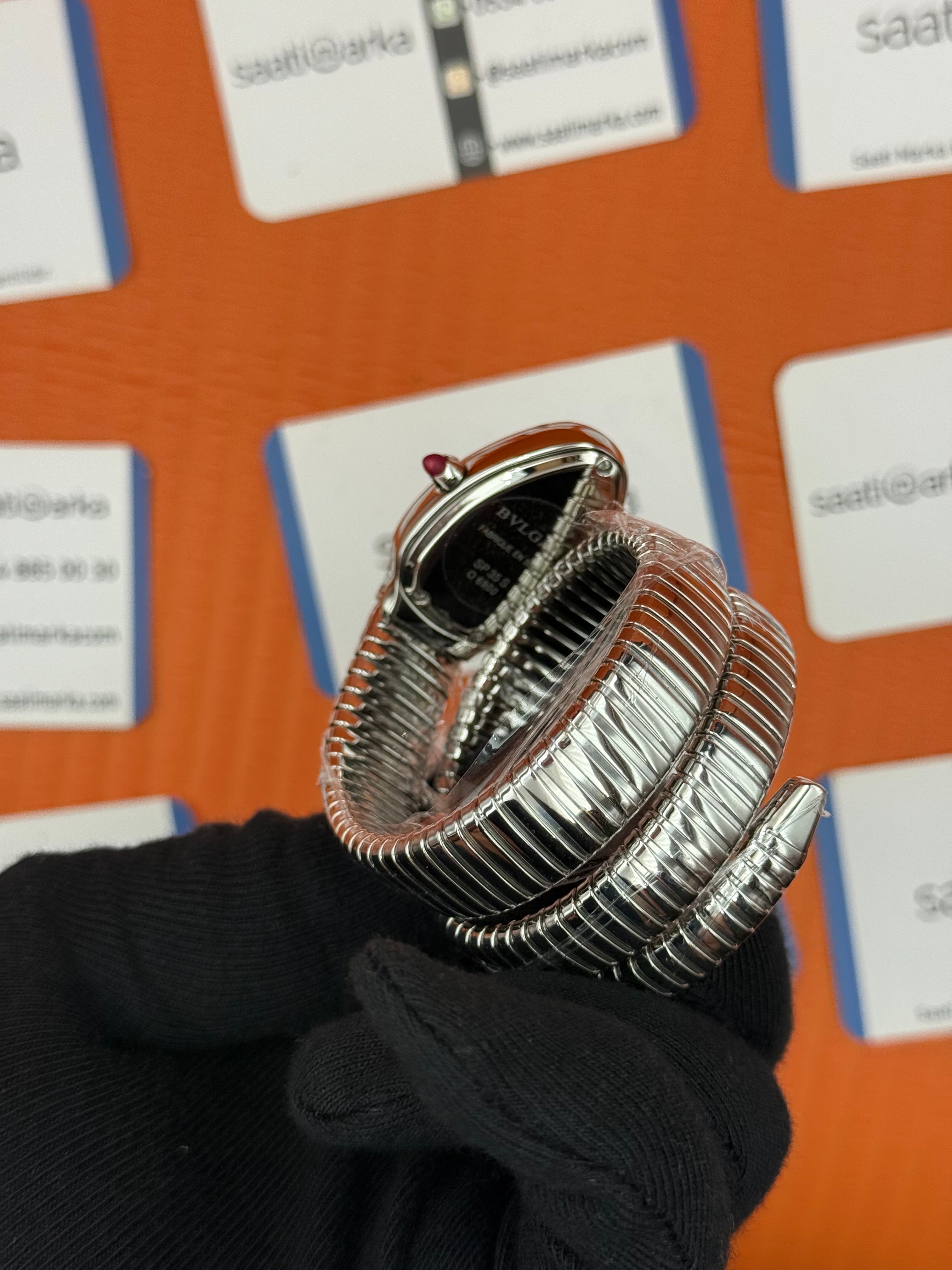 BVLGARİ serpenti çift sarma silver kordon beyaz kadran kadın kol saati