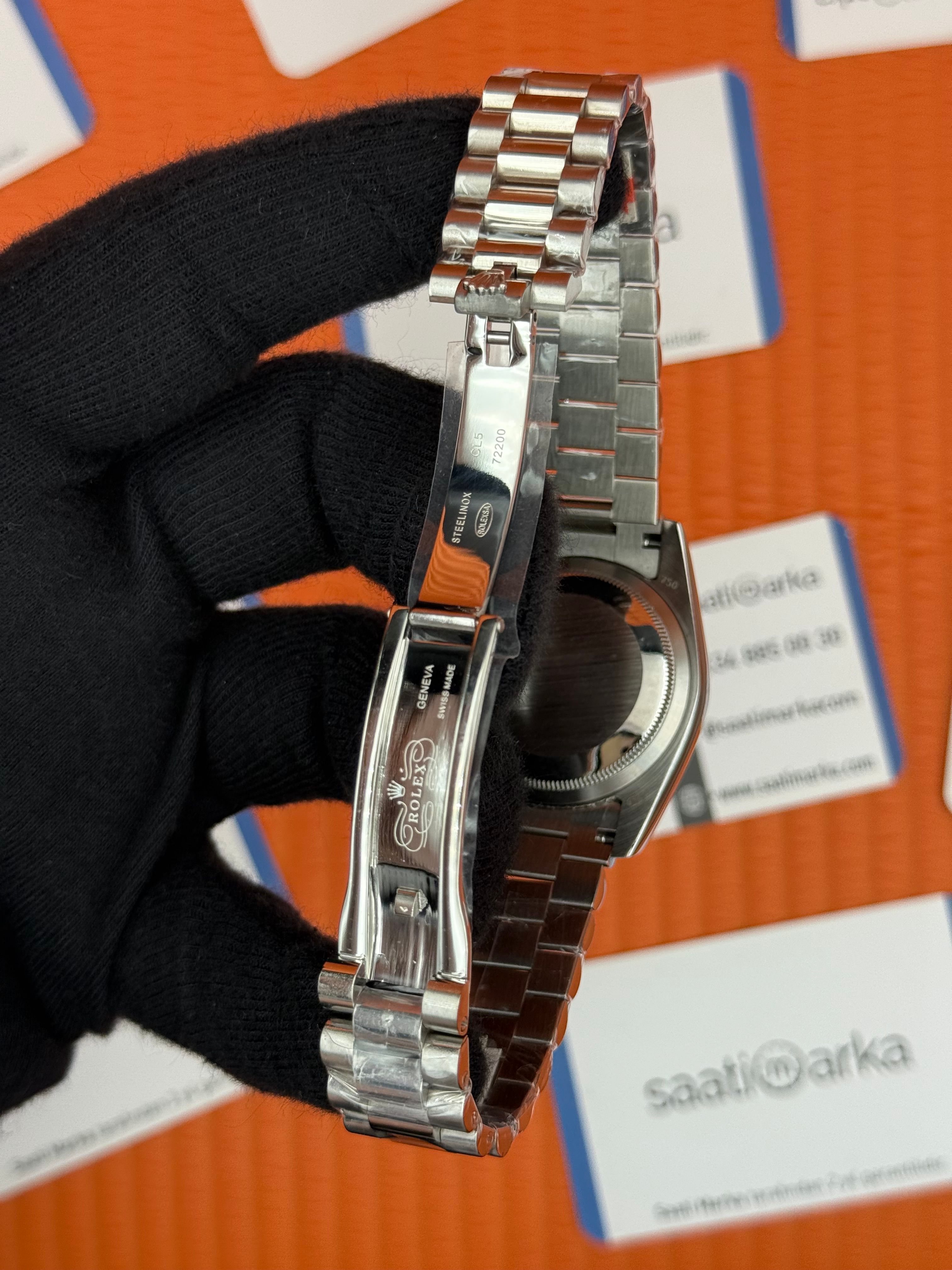 ROLEX day date 36mm gri kadran silver president kordon