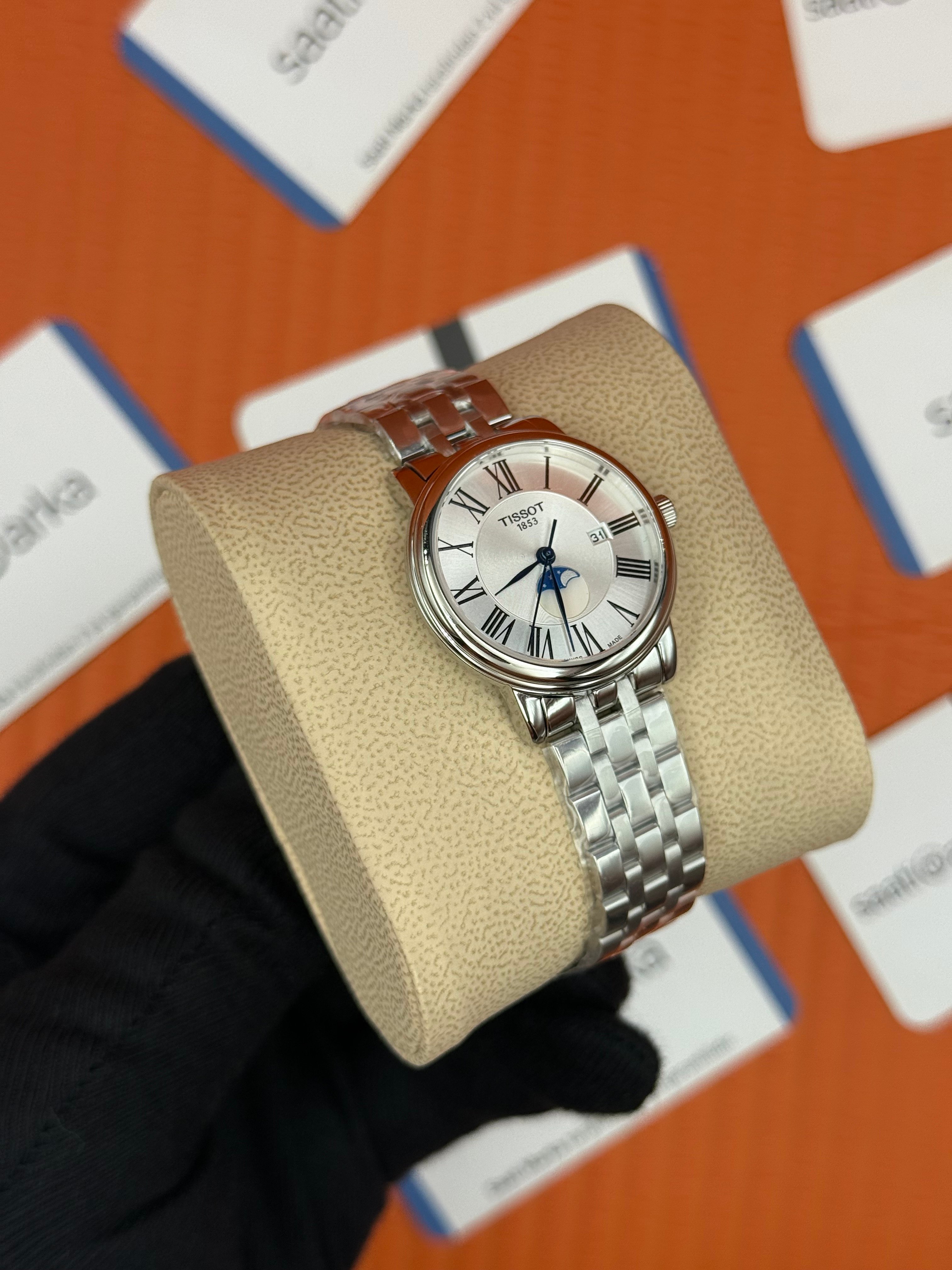 TISSOT carson premium gent monnphase beyaz kadran silver kasa kordon kadın kol saati
