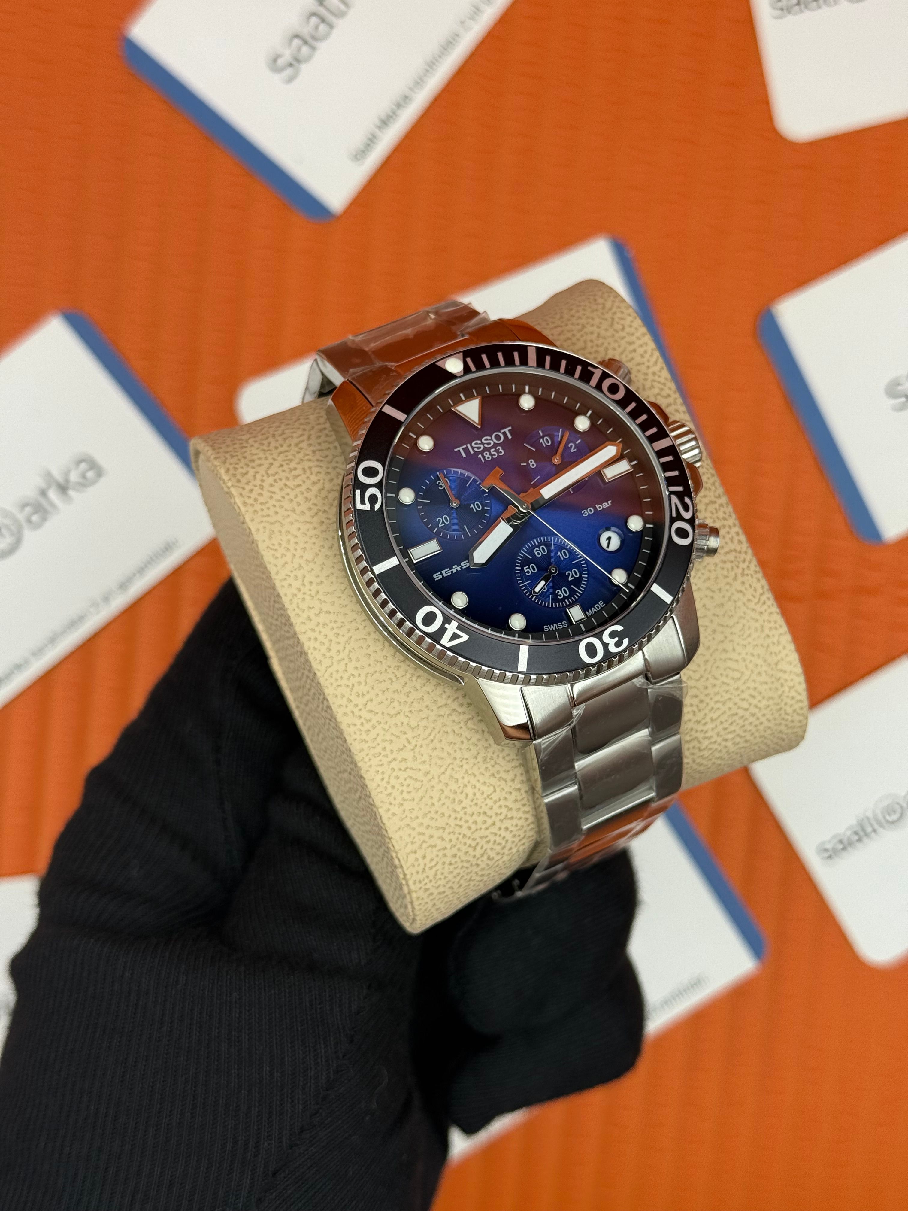 TISSOT mavi siyah kadran silver kasa kordon