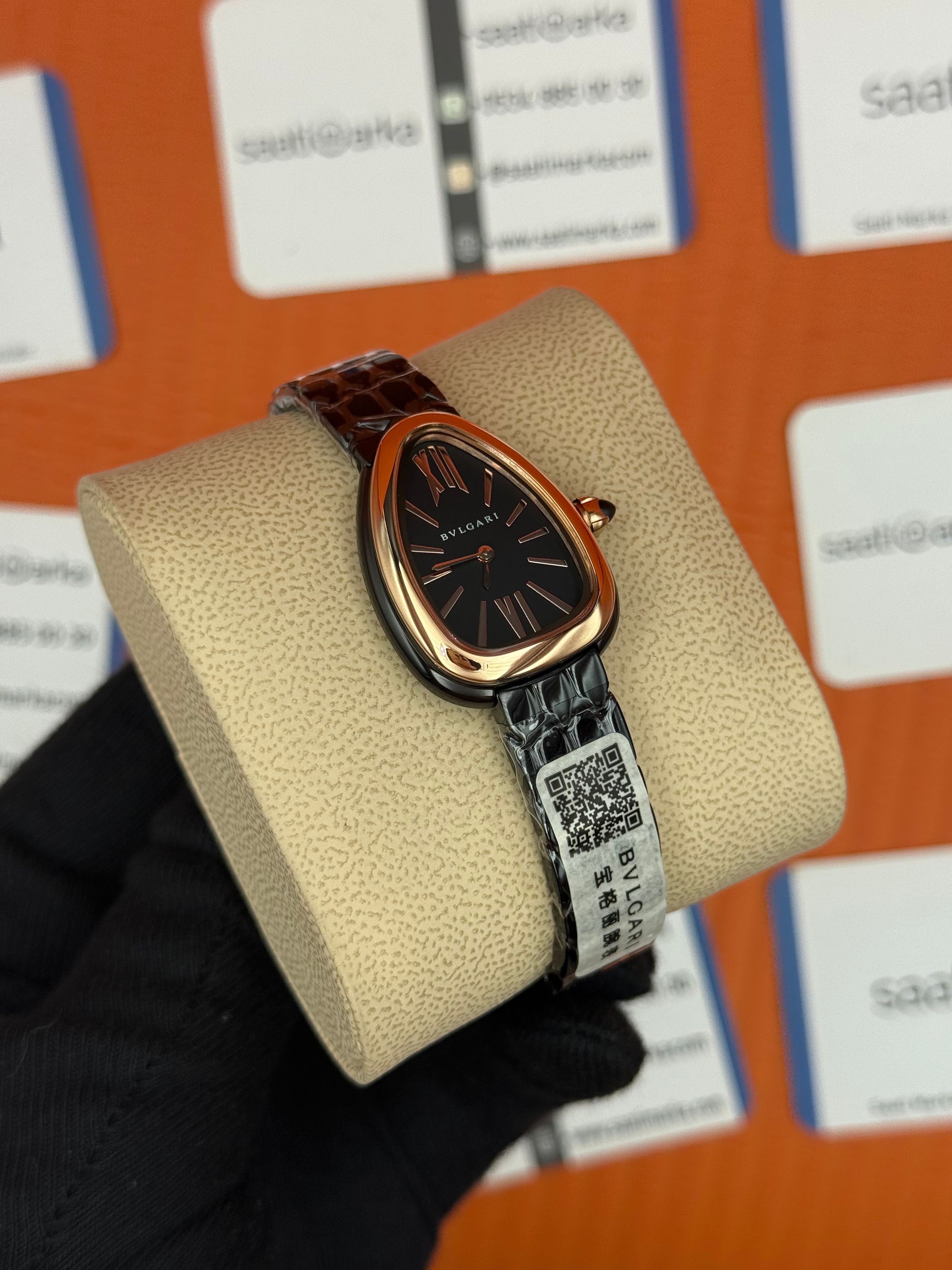 BVLGARİ serpenti seduttori siyah kadran rose bezel siyah kasa kordon kadın kol saati