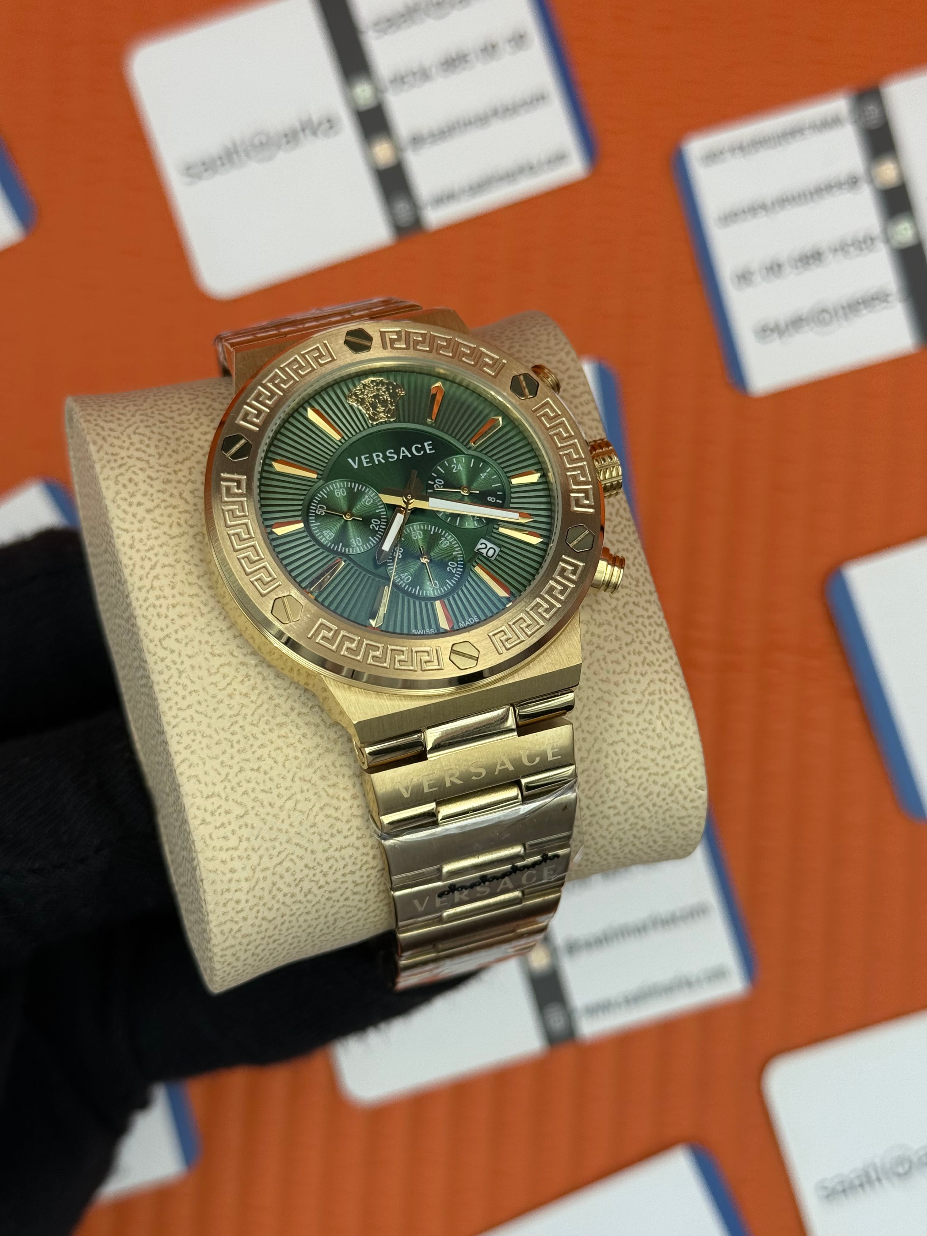VERSACE ERKEK KOL SAATİ YEŞİL KADRAN GOLD KASA KORDON