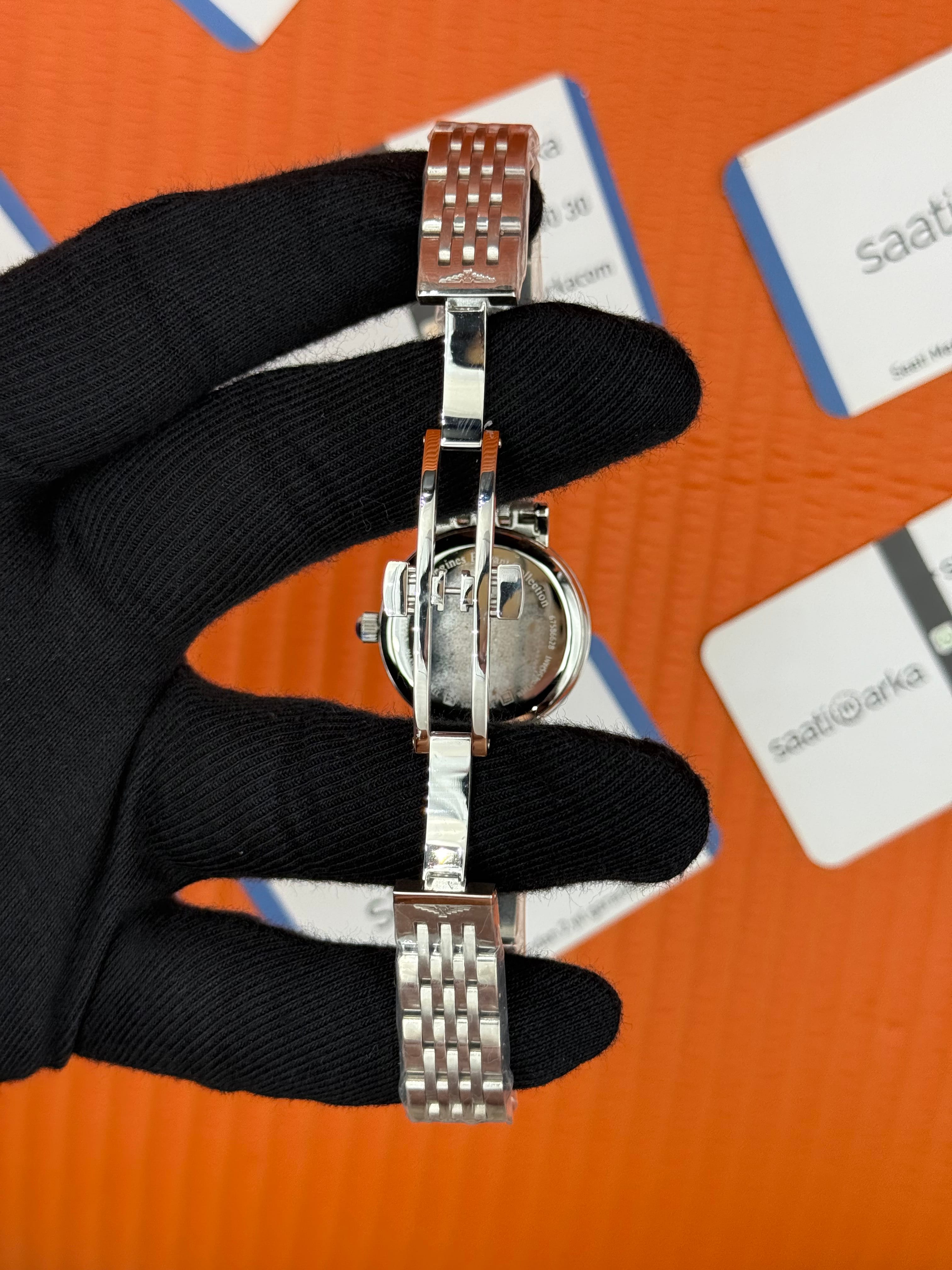 LONGINES L480094876 beyaz baget taşlı kadran silver kasa kordon