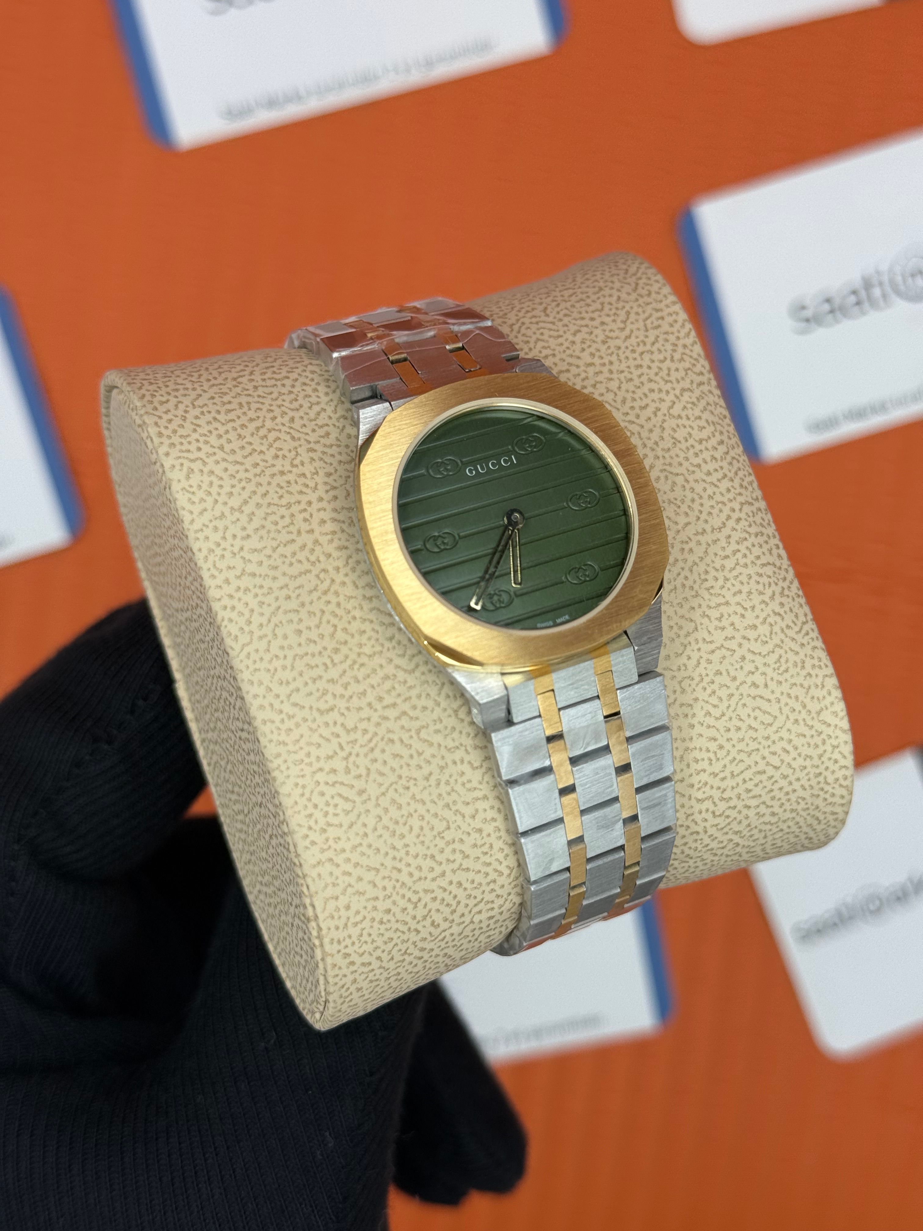 GUCCI YEŞİL KADRAN GOLD SİLVER KASA-KORDON KADIN KOL SAATİ