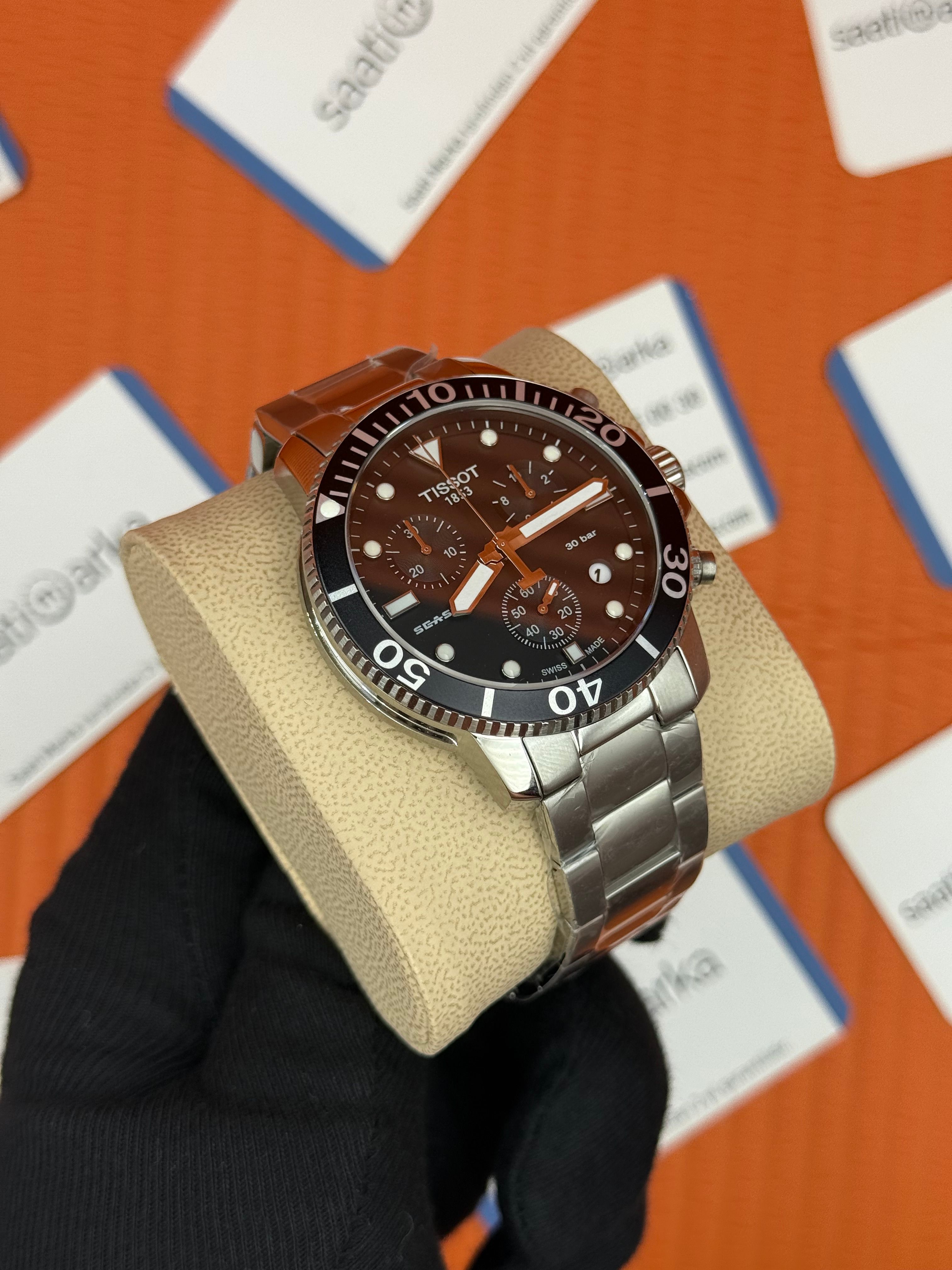TISSOT siyah kadran silver kasa kordon erkek kol saati